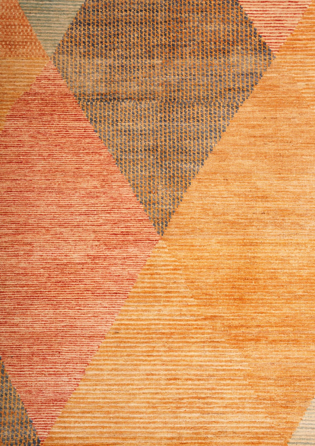 Orange‑Shade Geometric Oriental Wool Tribal Rug