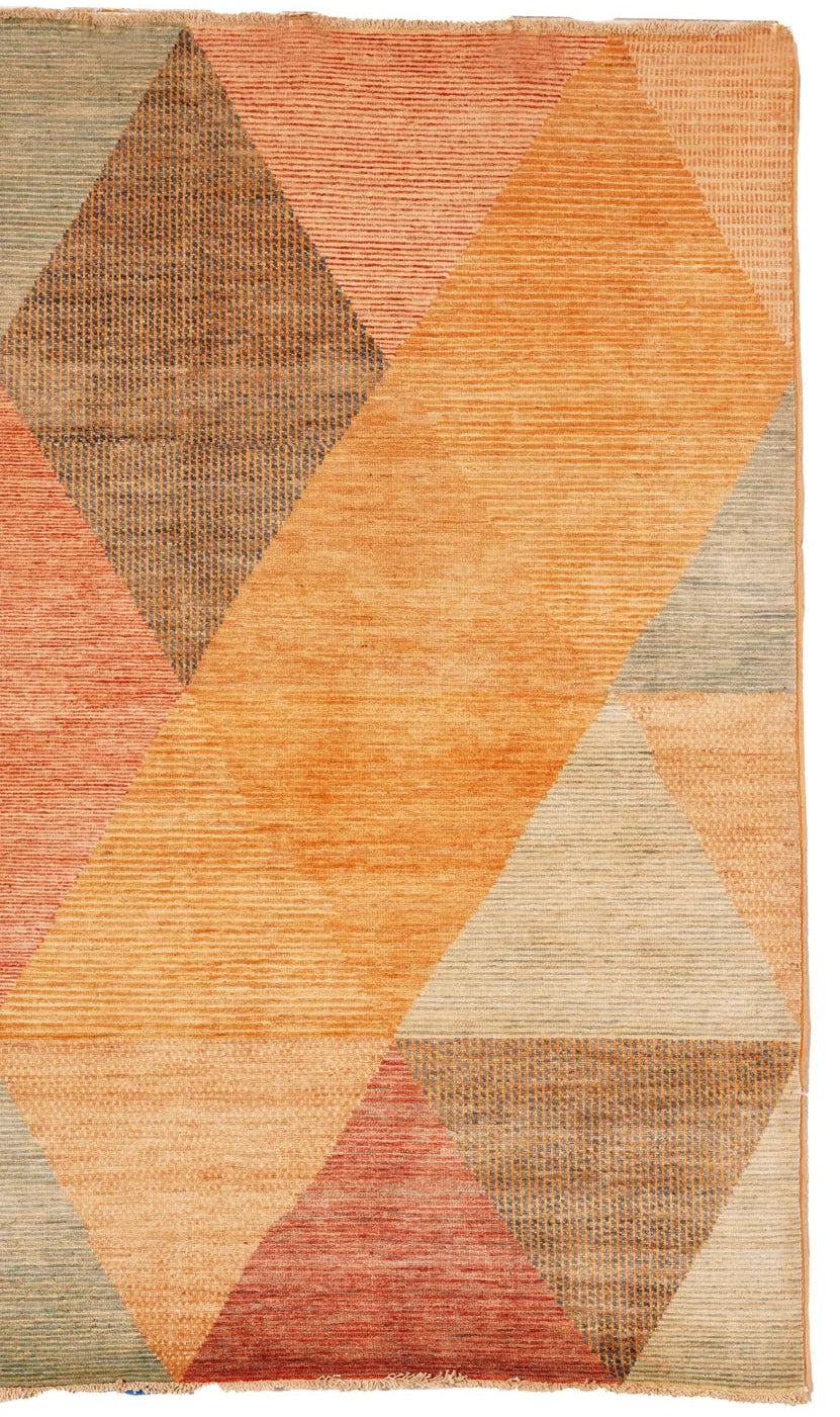 Orange‑Shade Geometric Oriental Wool Tribal Rug