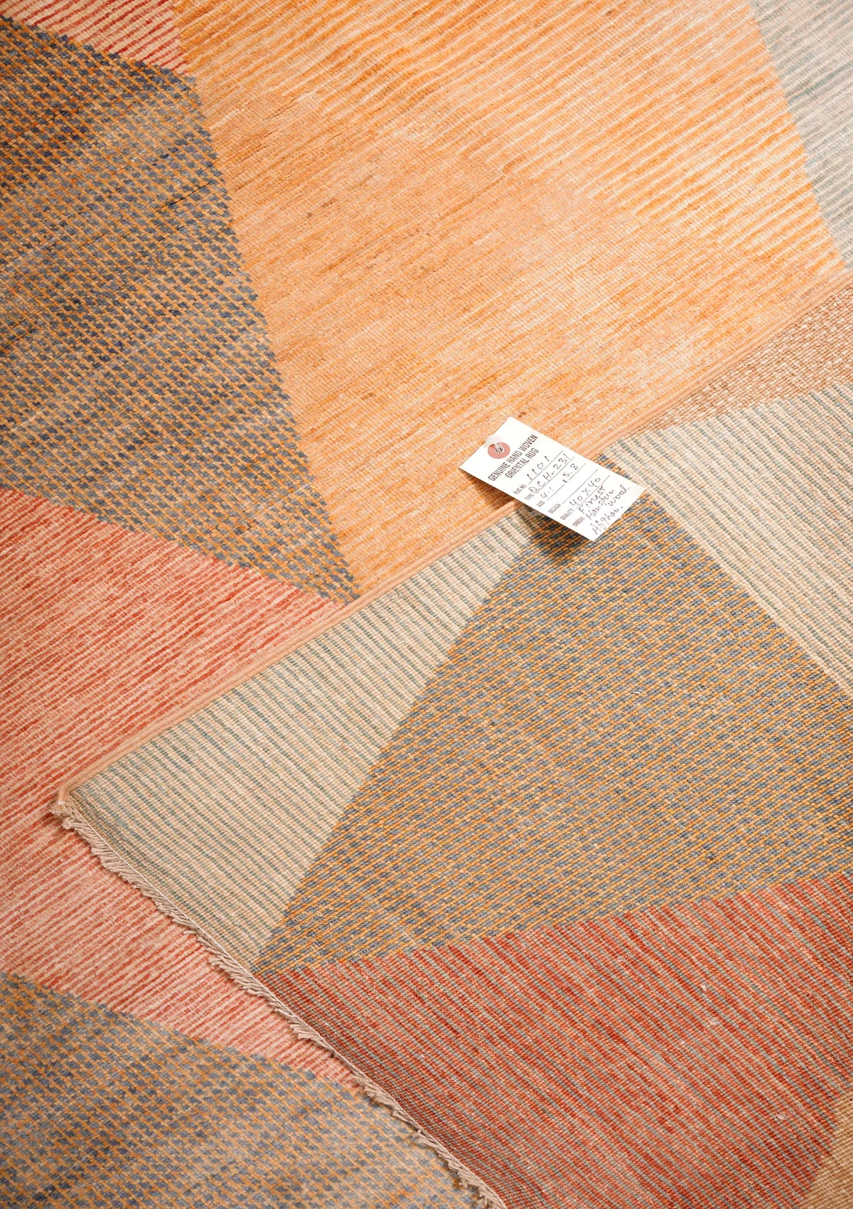 Orange‑Shade Geometric Oriental Wool Tribal Rug