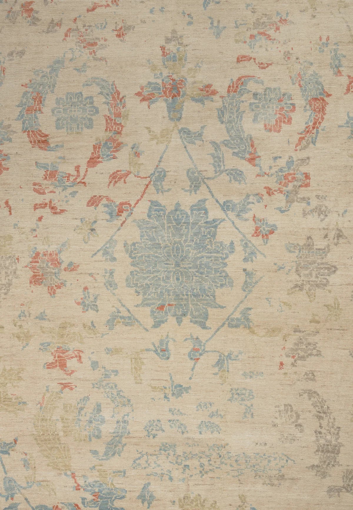 Muted Blooms on Cream, Floral & Geometric Transitional Rug