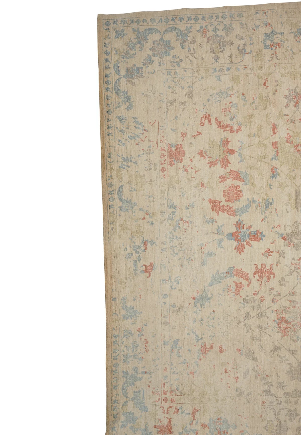 Muted Blooms on Cream, Floral & Geometric Transitional Rug