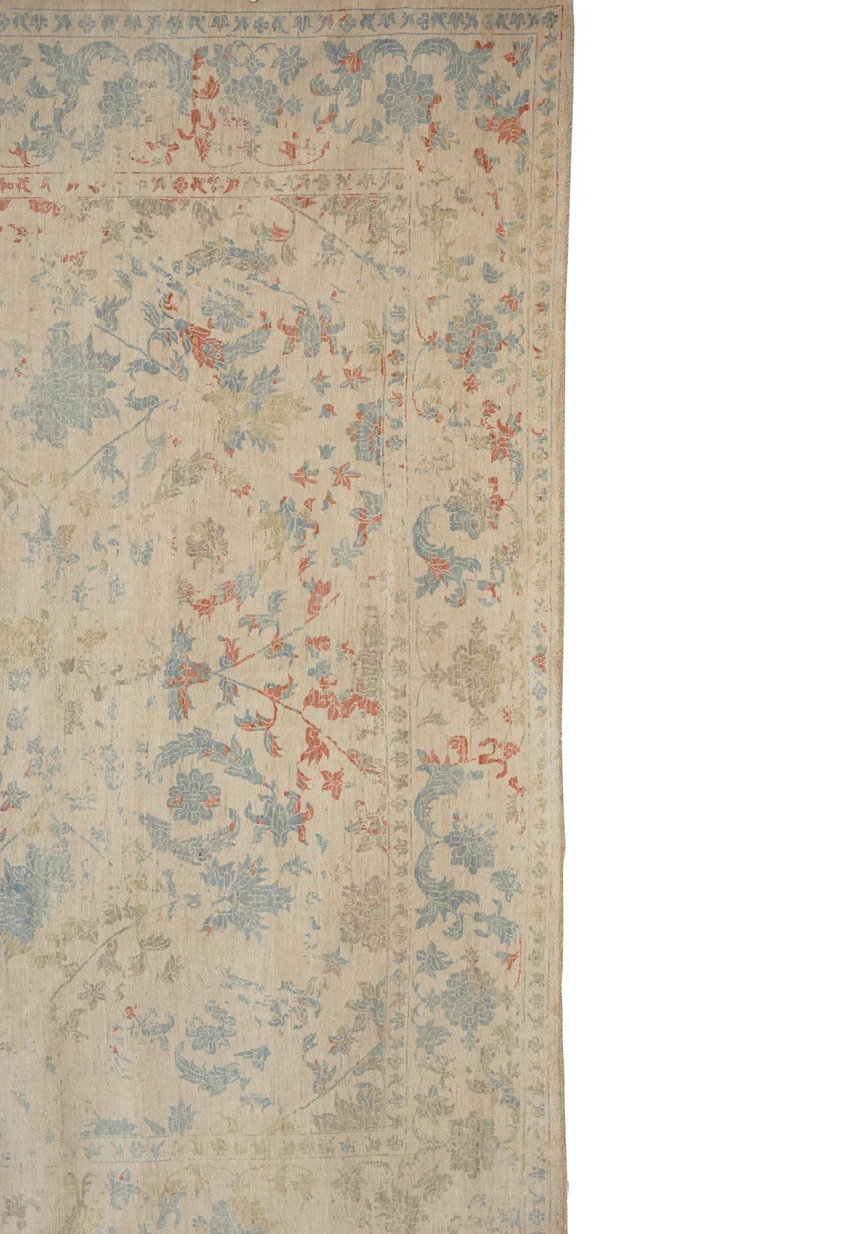 Muted Blooms on Cream, Floral & Geometric Transitional Rug