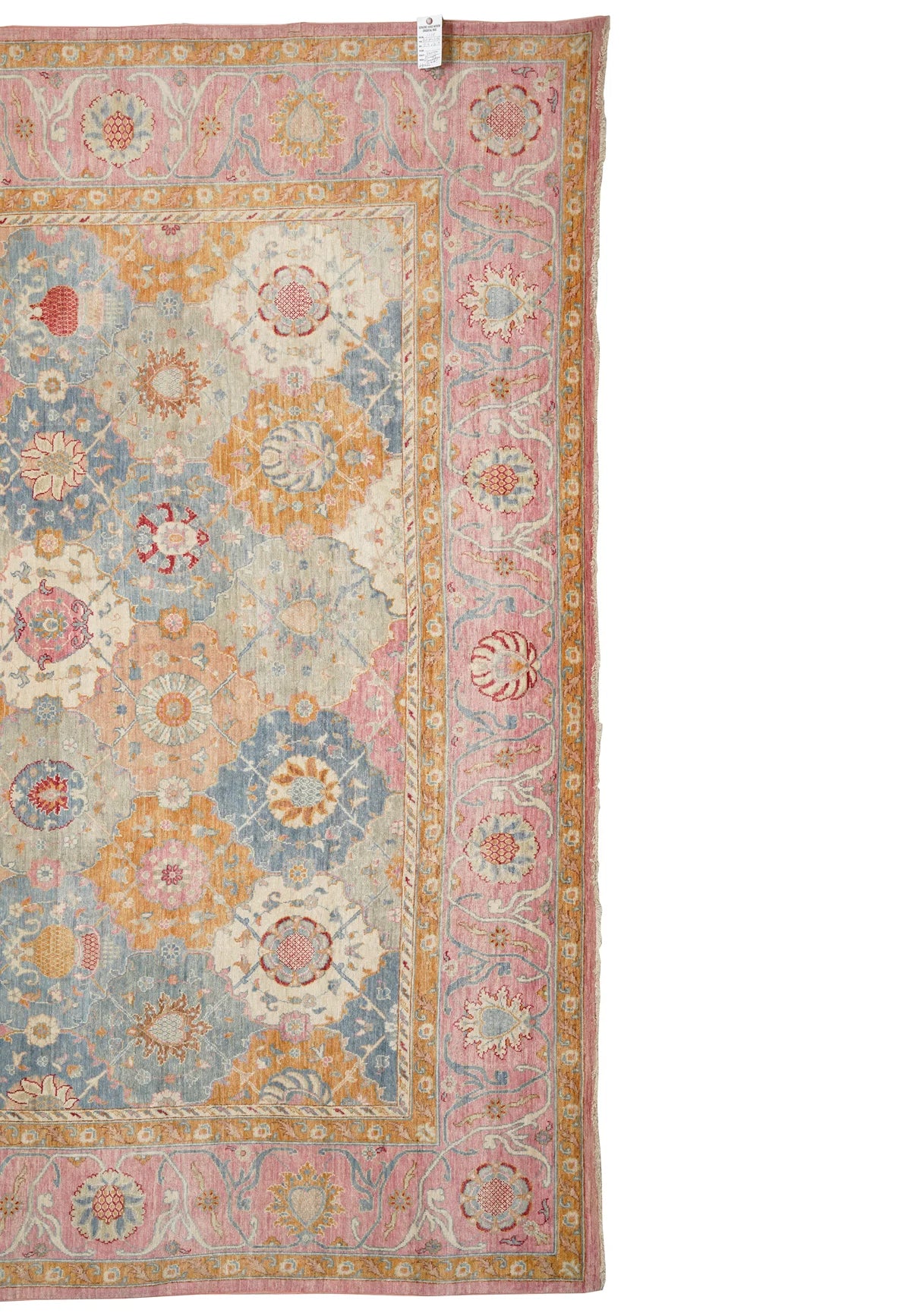 Stylized Floral & Geometric Motifs Hand-Spun Wool Traditional Rug