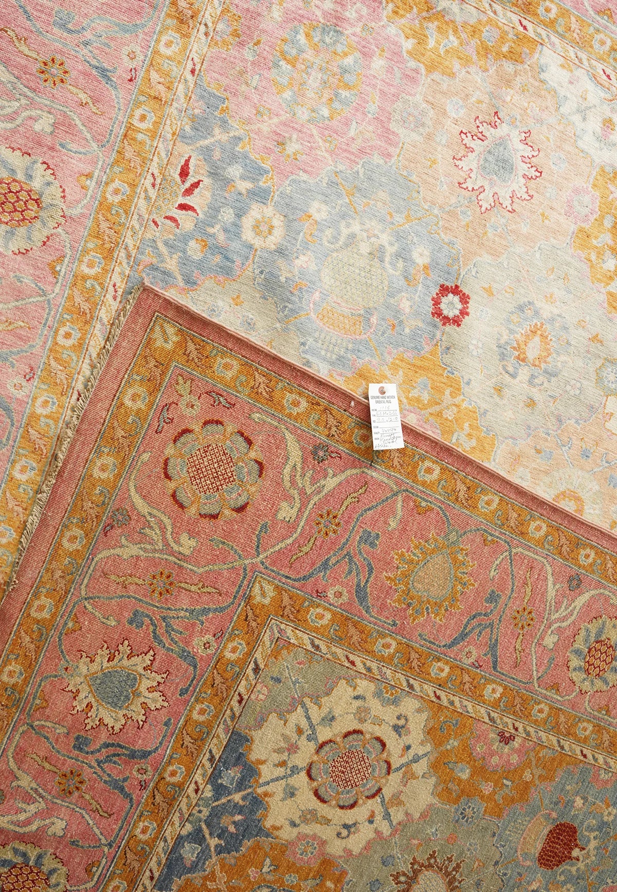 Stylized Floral & Geometric Motifs Hand-Spun Wool Traditional Rug