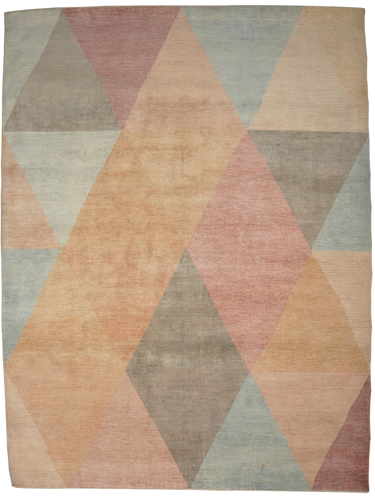 Pastel Patterned Rug Pastel Geometric Triangle Rug Modern Design in Peach, Pink & Light Blu ...