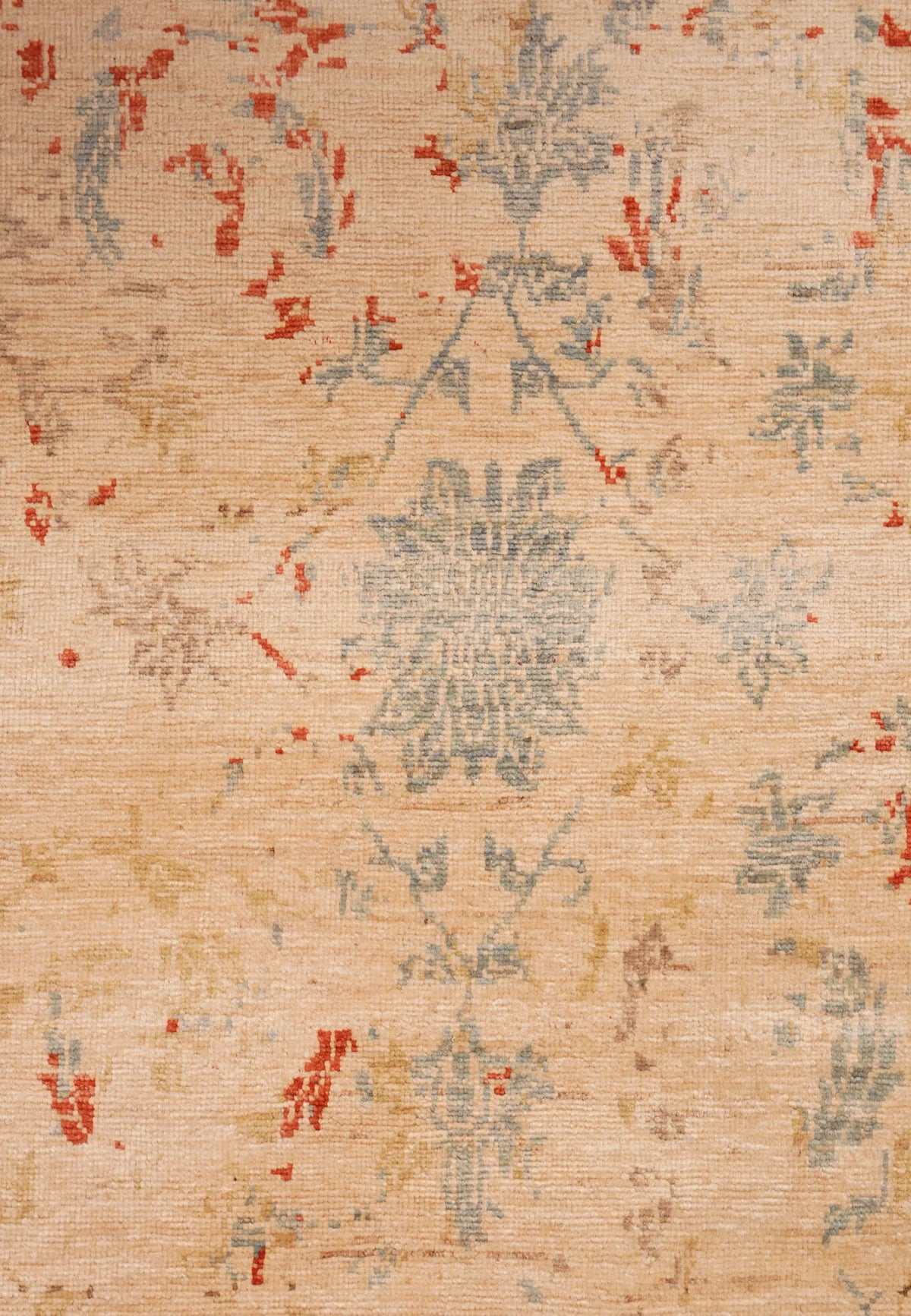 Vintage Beige Duo‑Floral Vegetable Dye Runner – Red & Grey