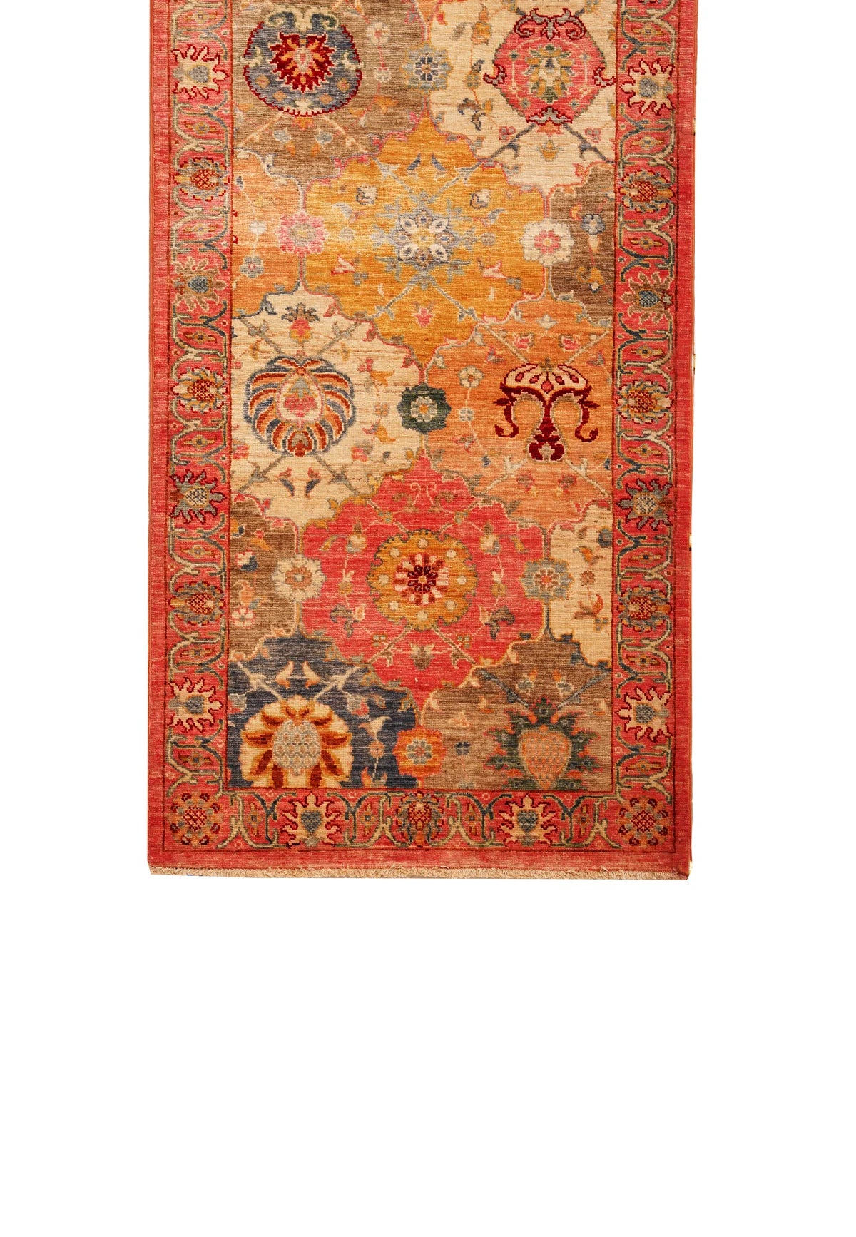 Rose‑Edged Afghan Heritage Runner – Hand‑Woven 2.8 × 11.10
