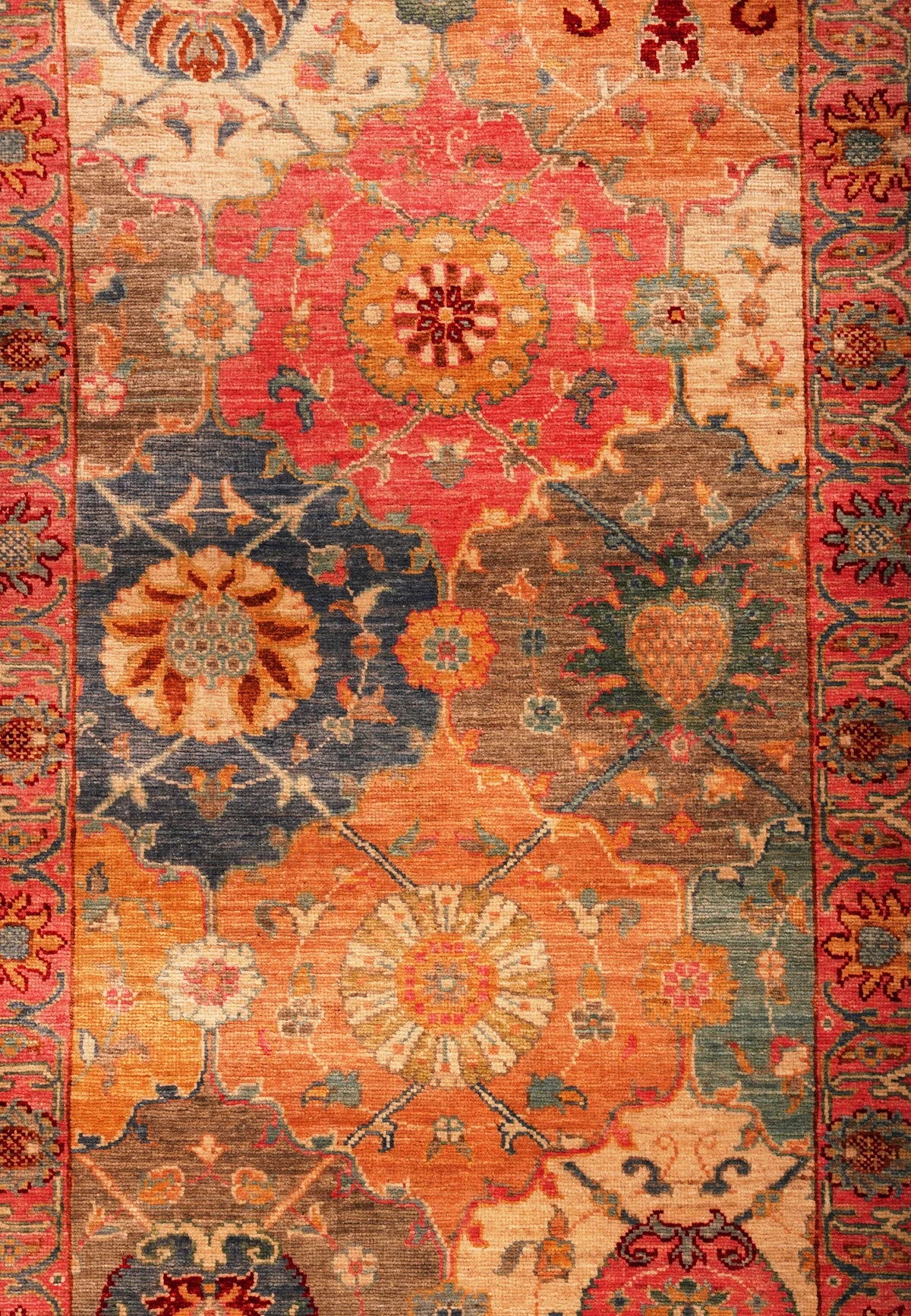 Rose‑Edged Afghan Heritage Runner – Hand‑Woven 2.8 × 11.10