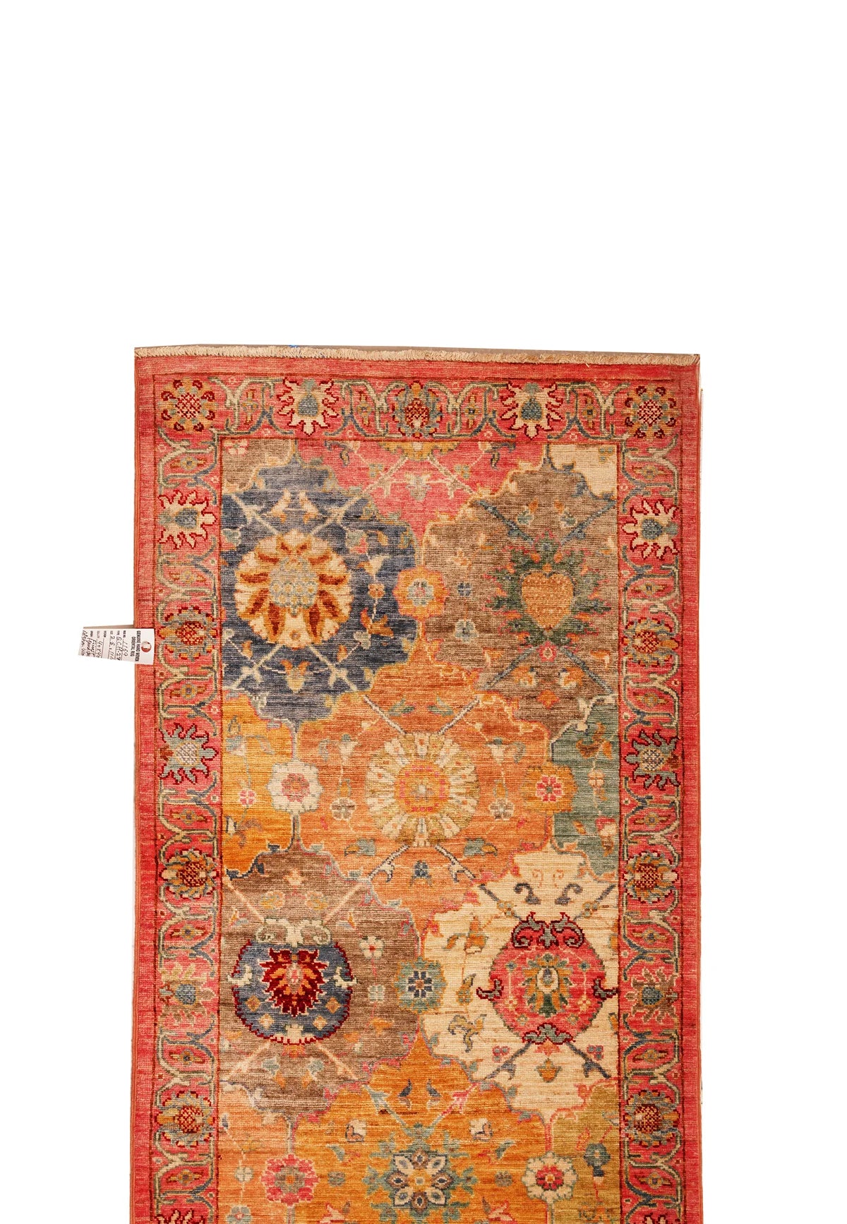 Rose‑Edged Afghan Heritage Runner – Hand‑Woven 2.8 × 11.10