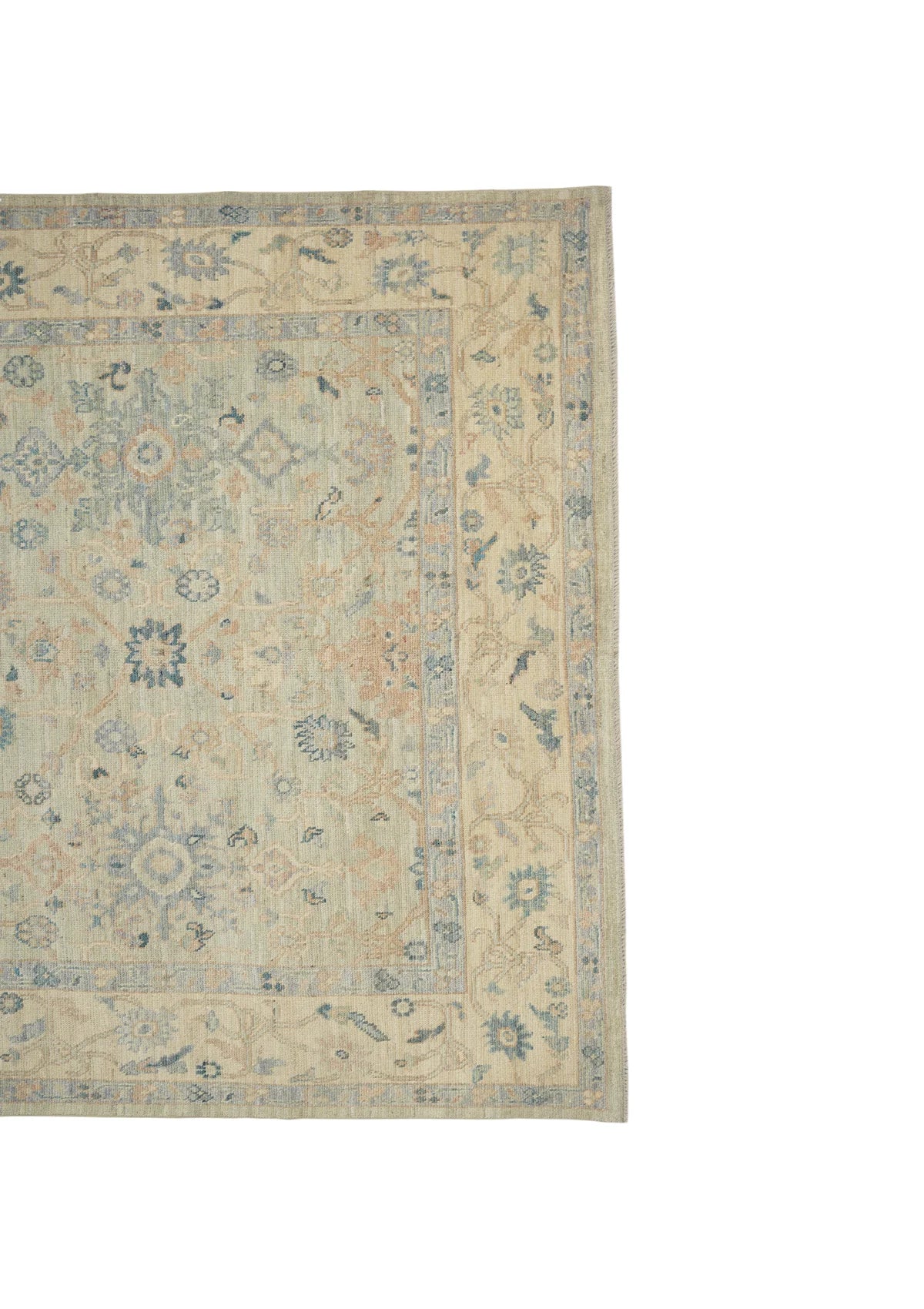 Oushak Handmade Hand Spun Wool Sage Green Rug