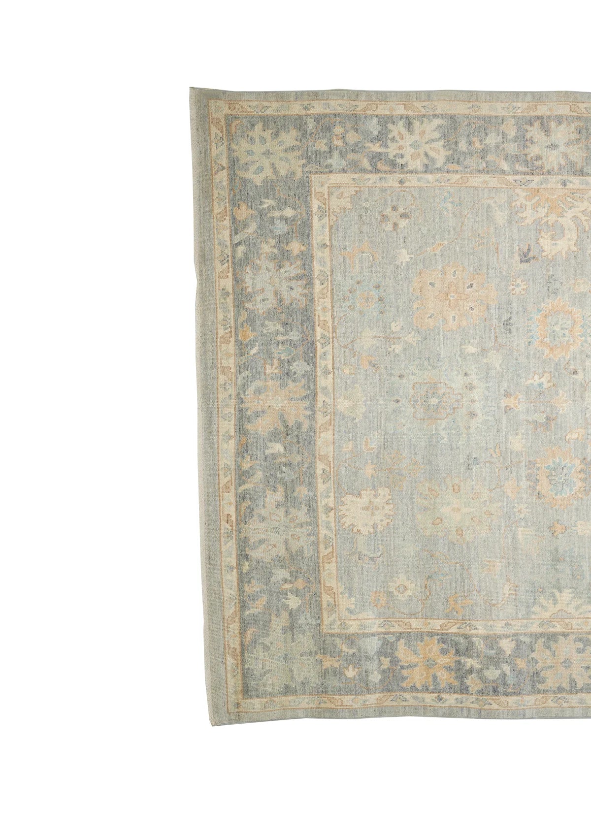 Hand Knotted Afghan Wool Lite Blue Oushak Rug