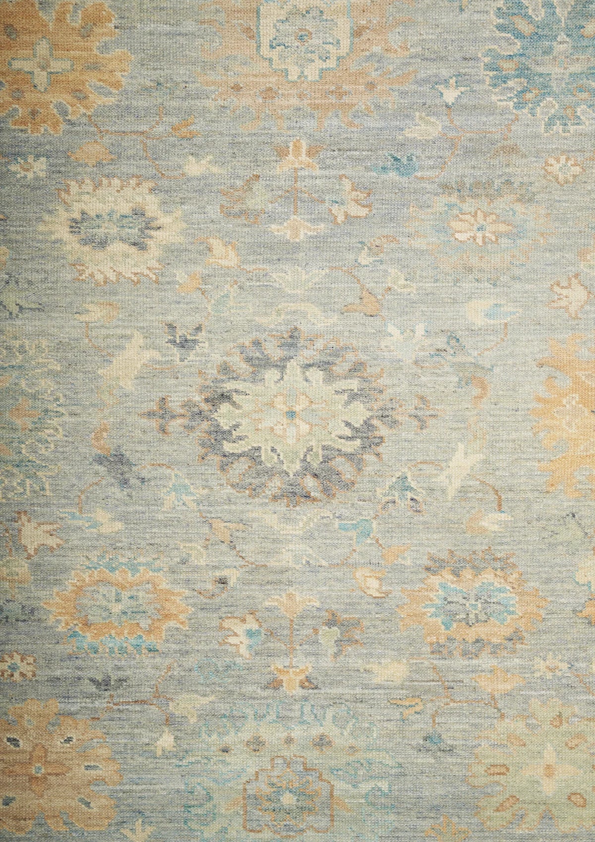 Hand Knotted Afghan Wool Lite Blue Oushak Rug