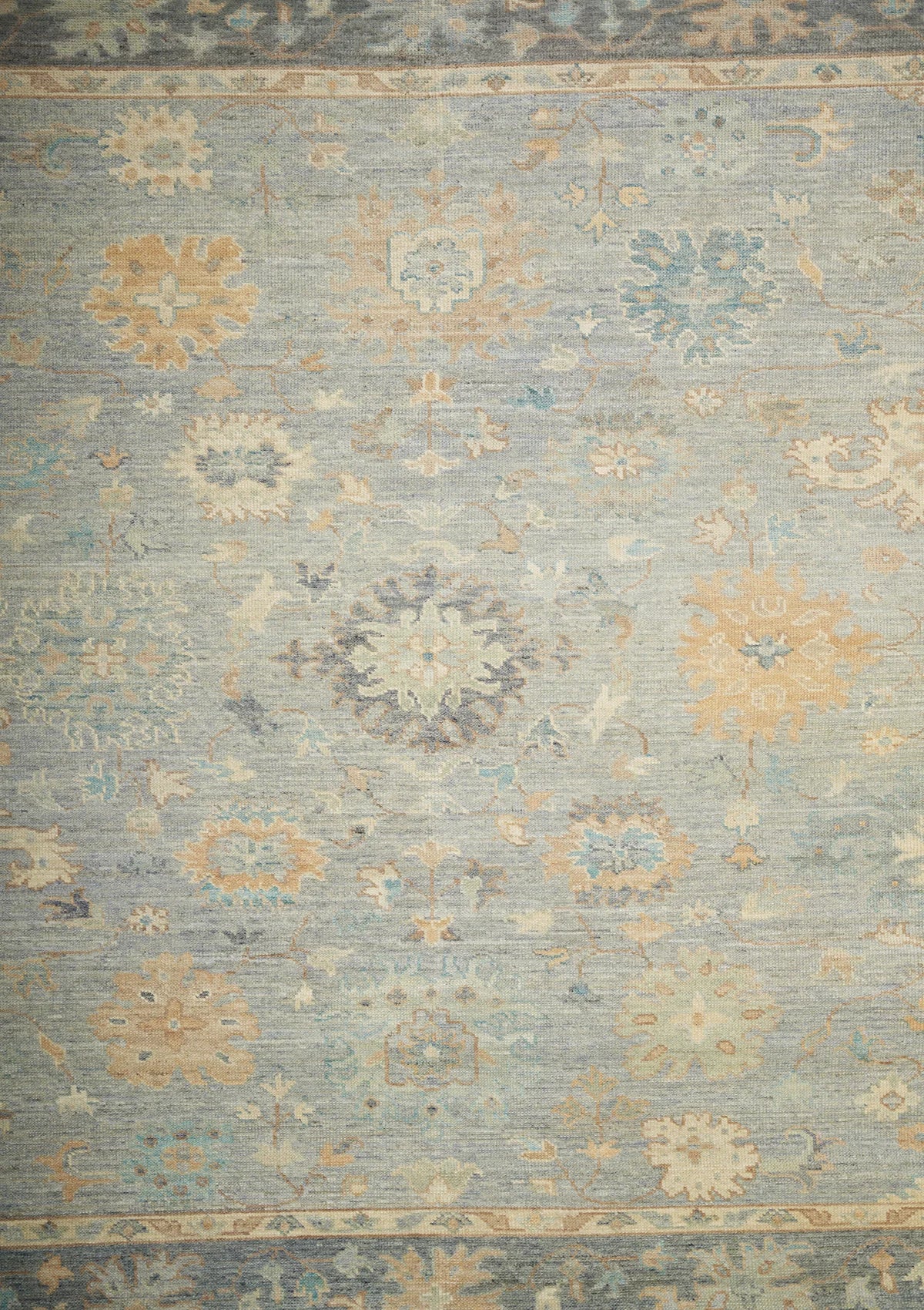 Hand Knotted Afghan Wool Lite Blue Oushak Rug