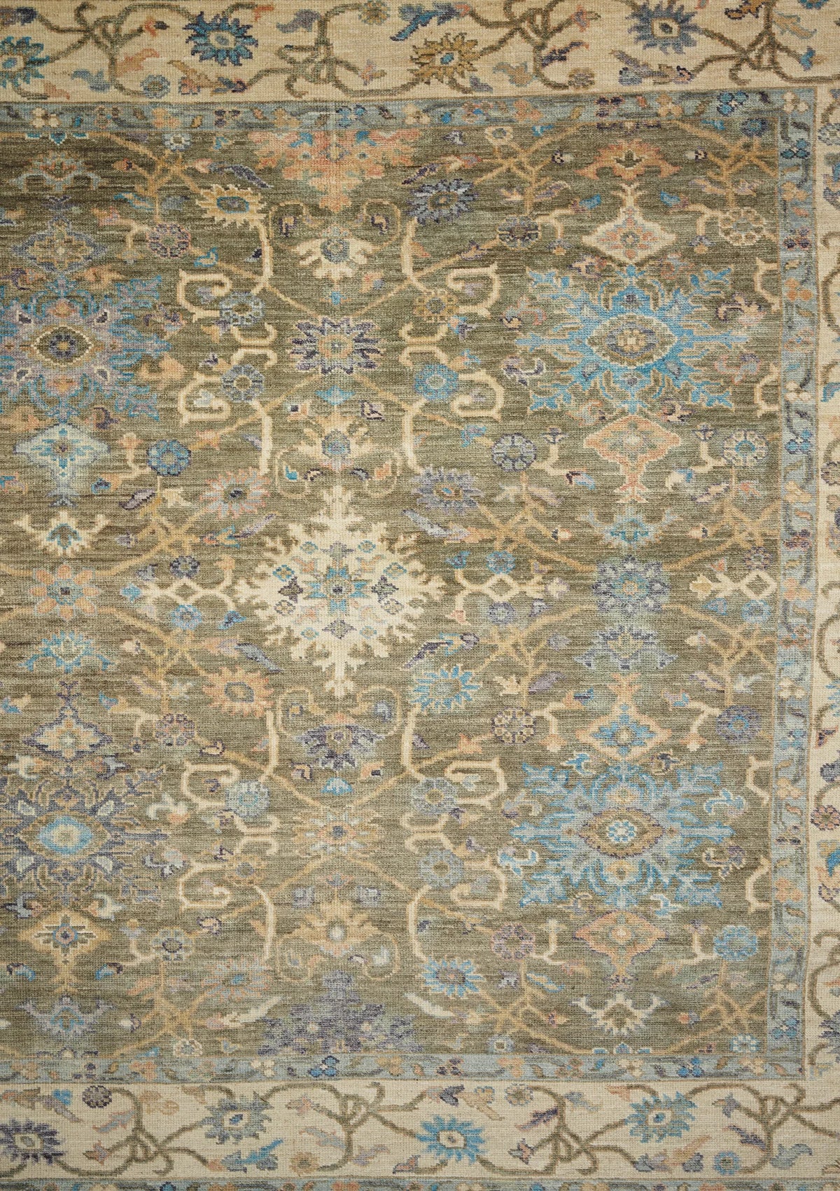 Oushak Hand Knotted Lite Blue Afghan Rug
