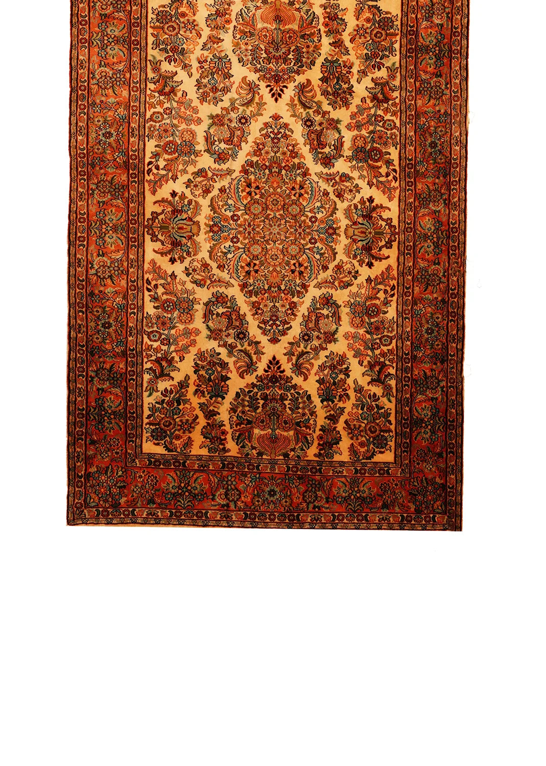 Intricate Floral Medallion Rug with Earthy Tones and Oval Medallion