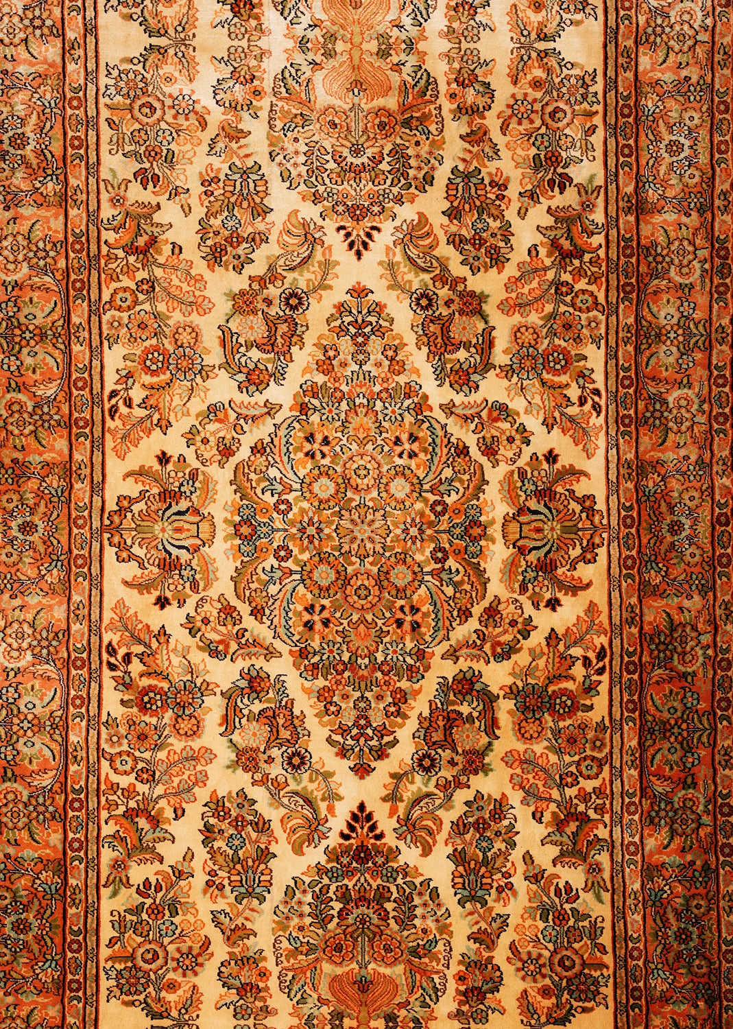 Intricate Floral Medallion Rug with Earthy Tones and Oval Medallion