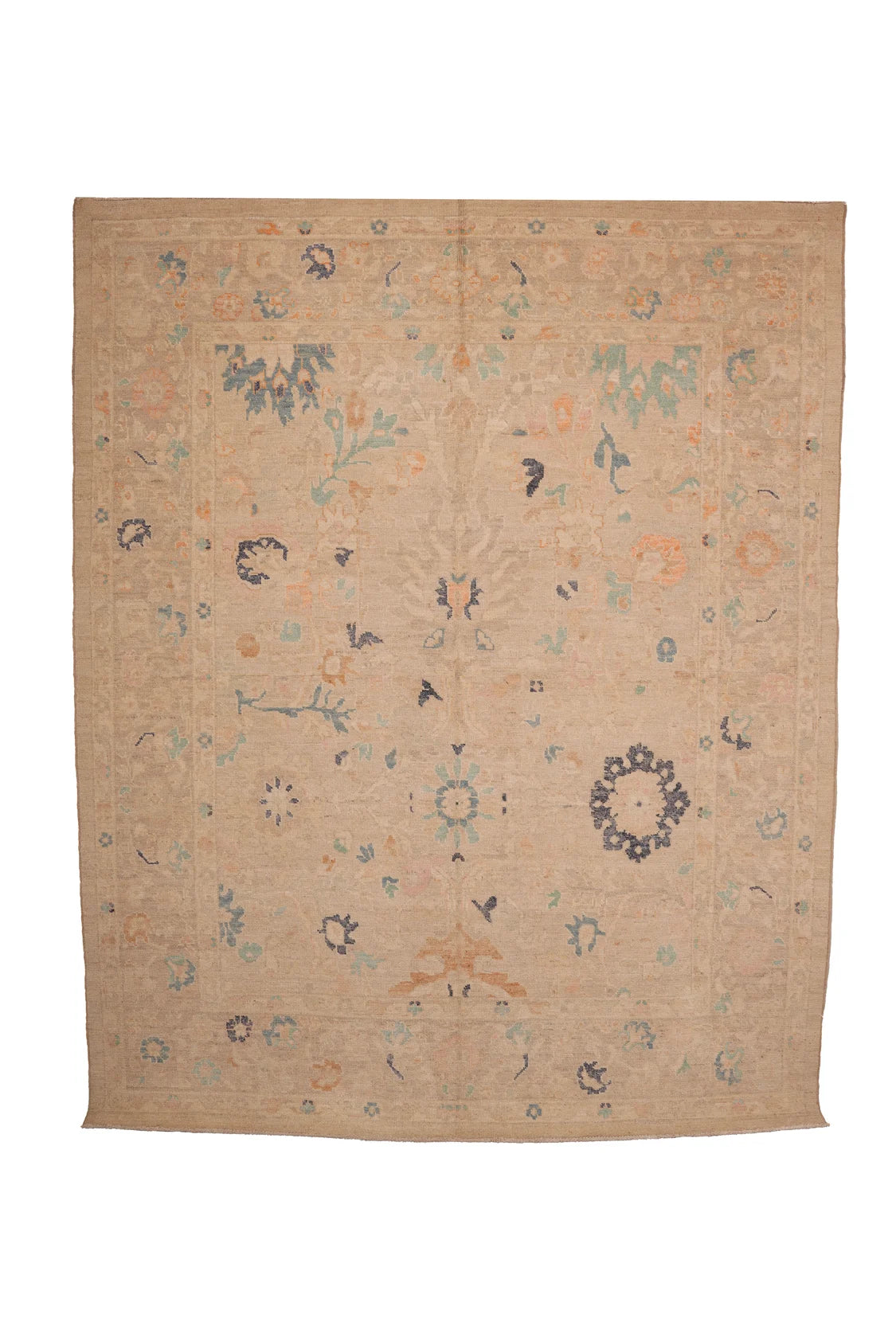 Afghan Handspun Wool Rust Oushak Rug