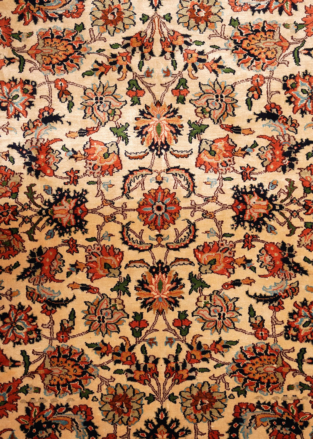 The Paisley Charm: Handwoven Silk Rug in Terracotta & Navy