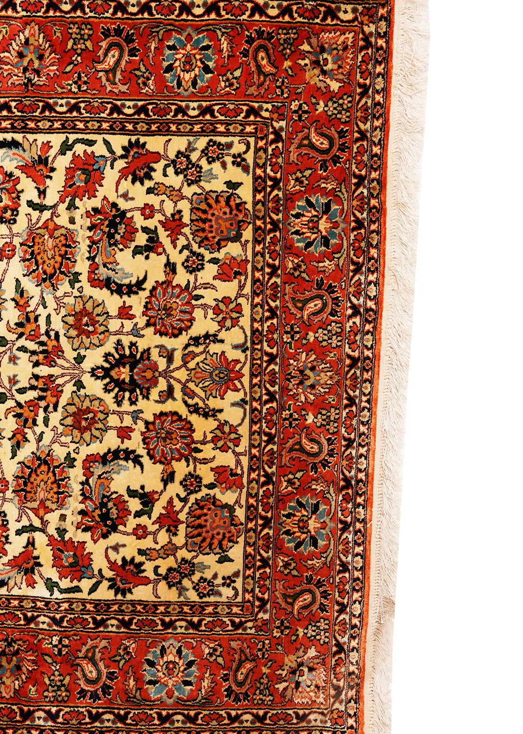 The Paisley Charm: Handwoven Silk Rug in Terracotta & Navy