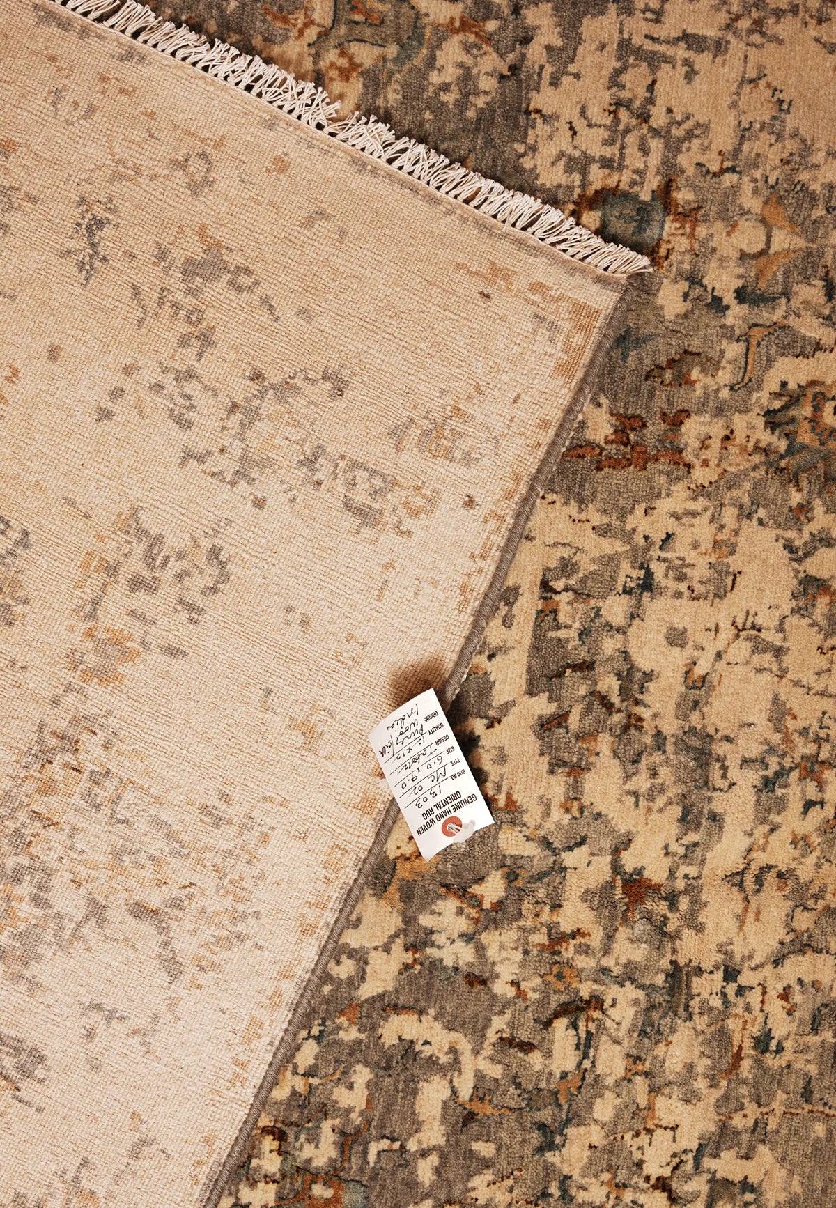 Tranquil Beige Tapestry – Subtle Grey & Brown Patterns with Teal Touches