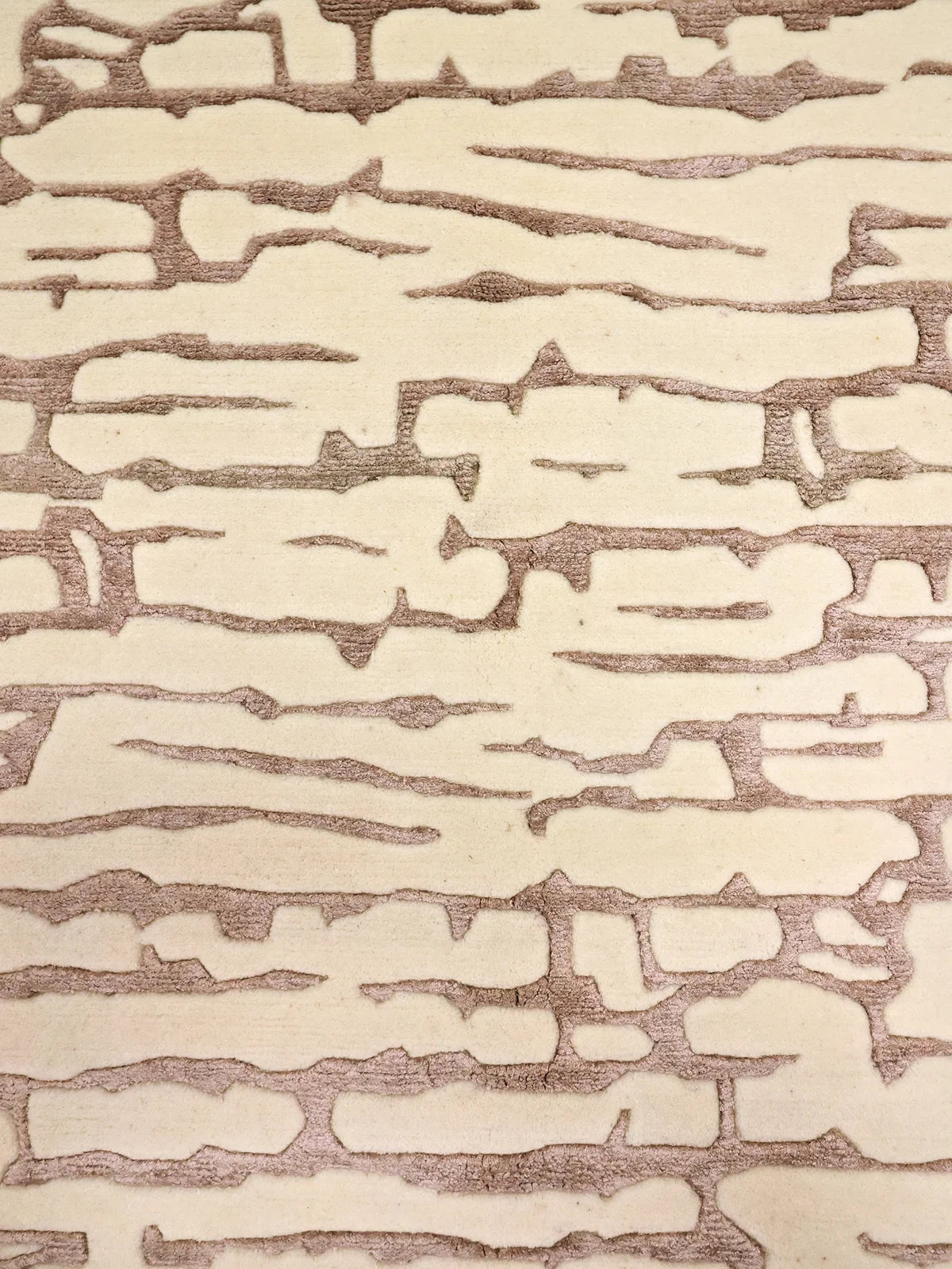 Minimalist Brown-Patterned Cream Luxury Rug