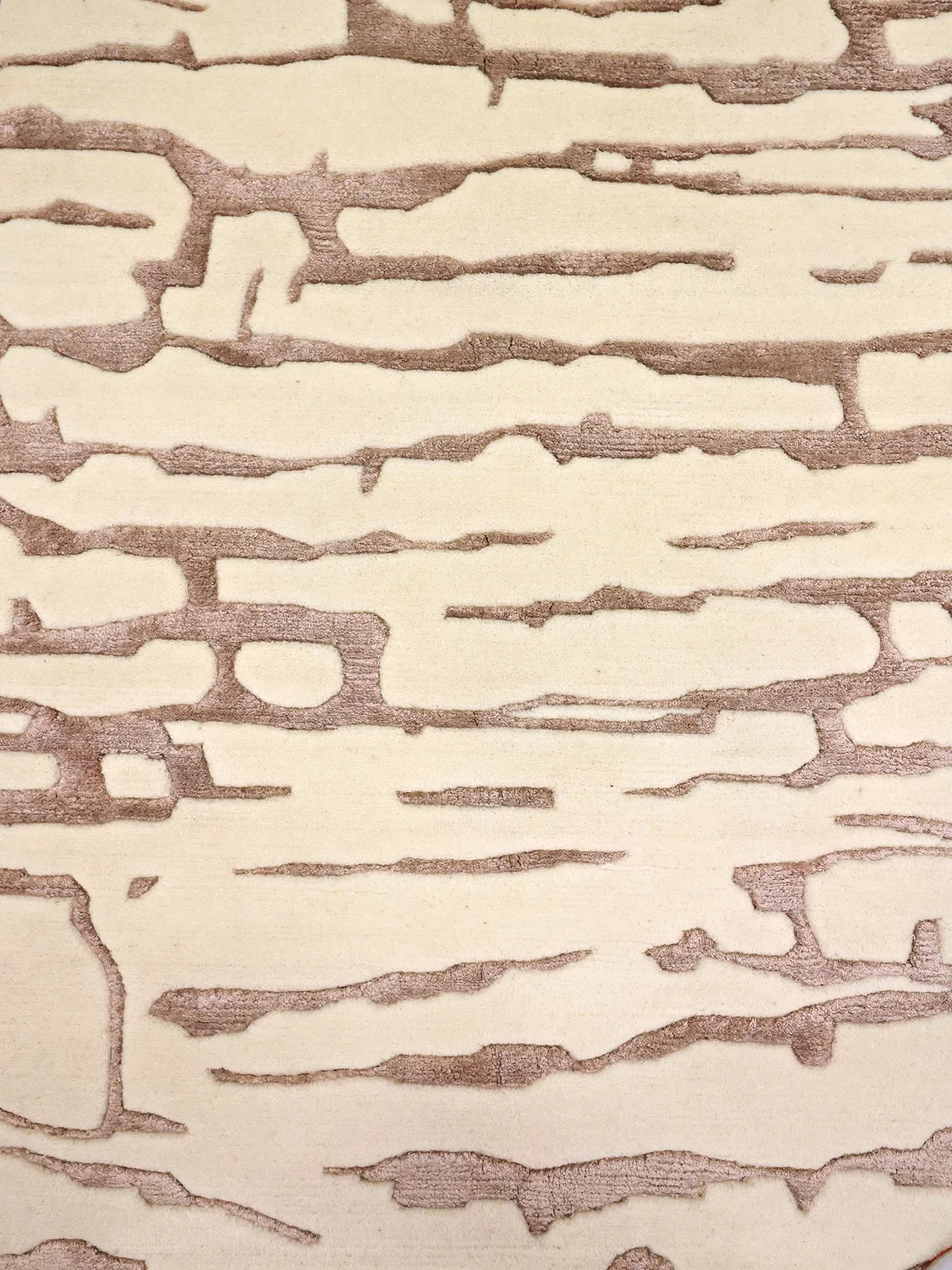 Minimalist Brown-Patterned Cream Luxury Rug