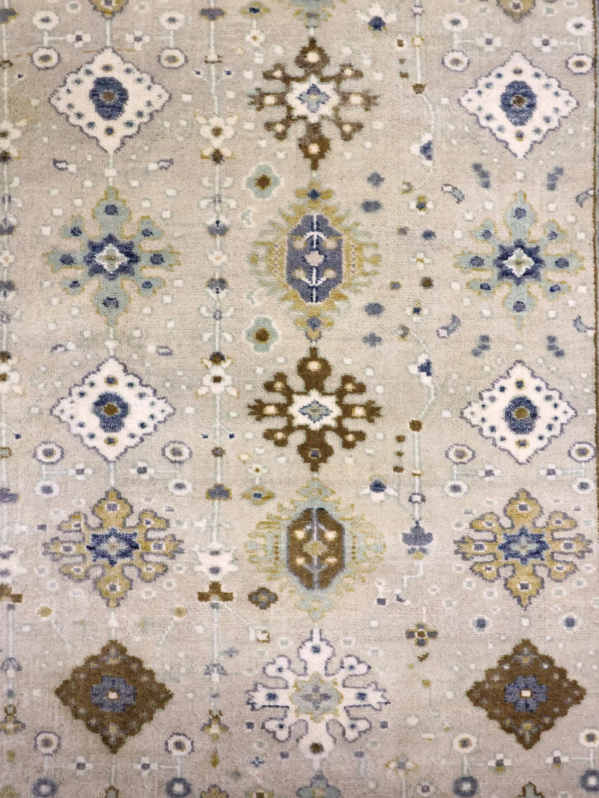 Patterns Beige Soft Rug Large Size Serene Patterns Wool Rug in Beige and Blue – Rug Weavers