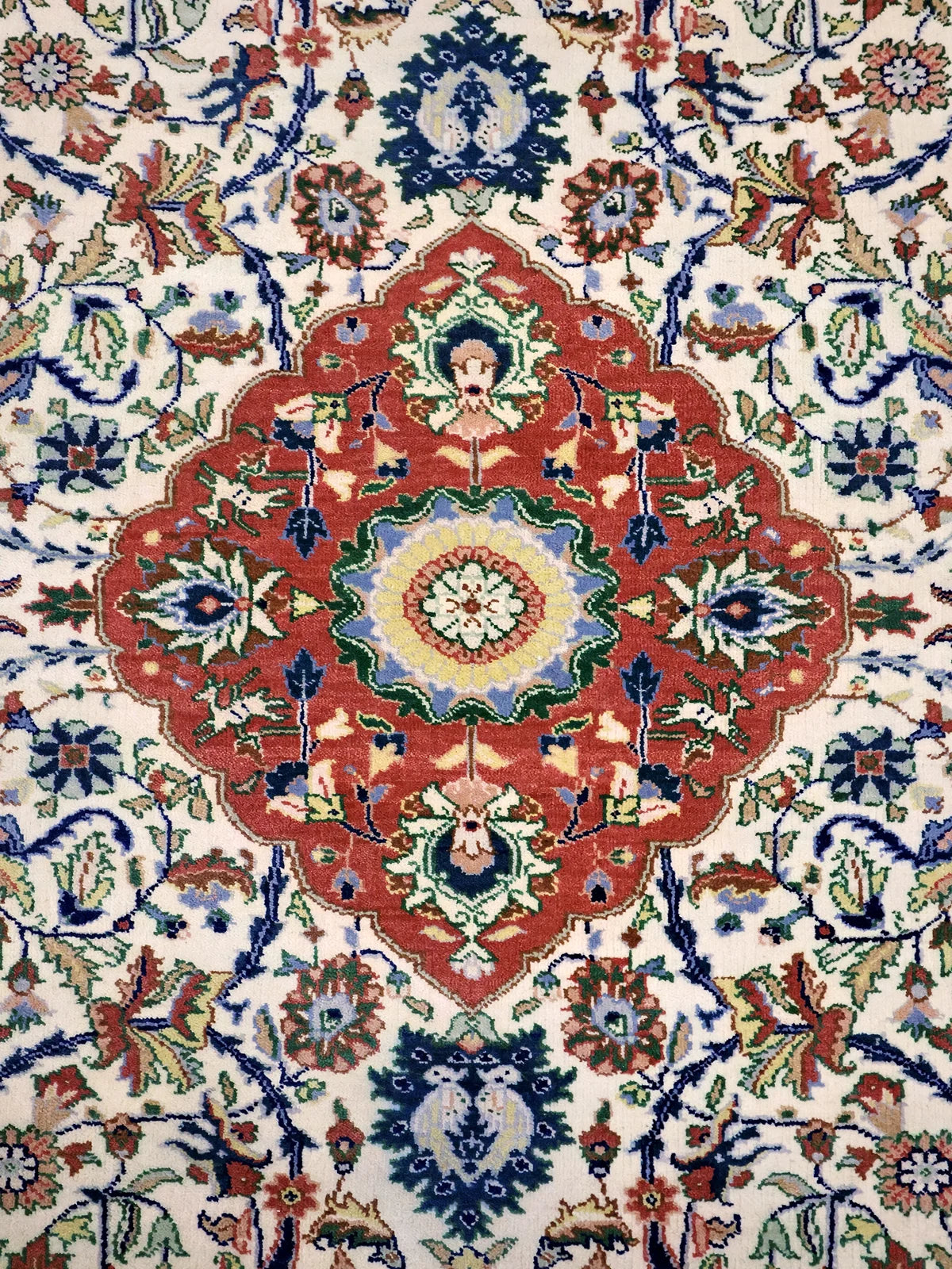 Floral Elegance Handspun Wool Persian Rug in Red and Blue