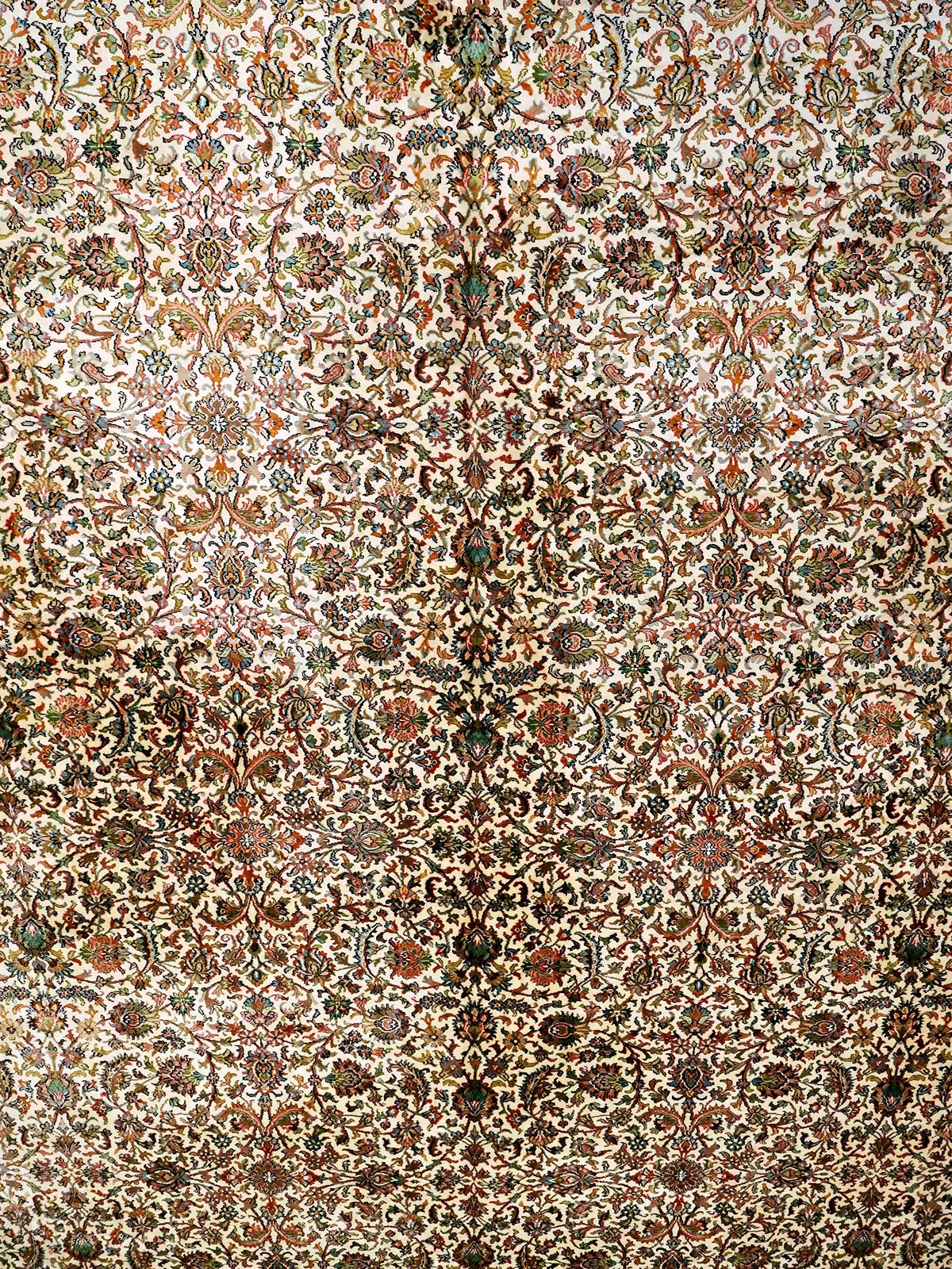 Imperial Grace, Ornate 3.10x6.1 Pure Silk Rug with Floral Patterns