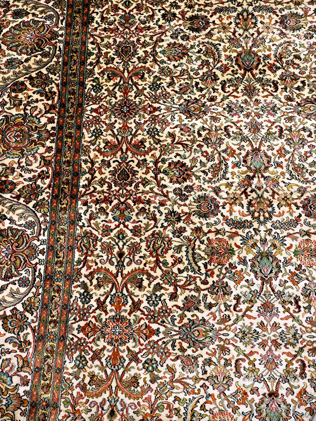 Imperial Grace, Ornate 3.10x6.1 Pure Silk Rug with Floral Patterns