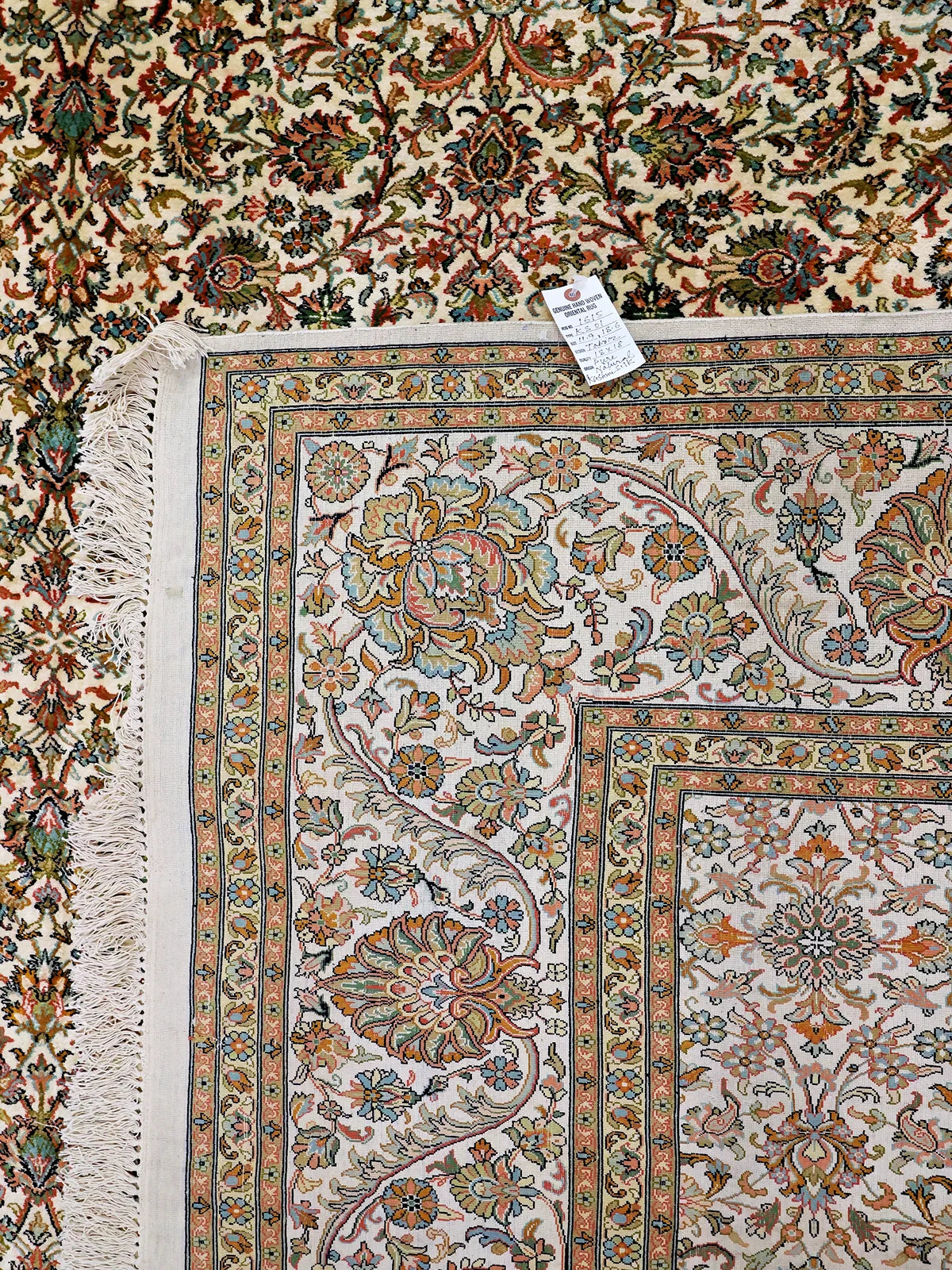 Imperial Grace, Ornate 3.10x6.1 Pure Silk Rug with Floral Patterns