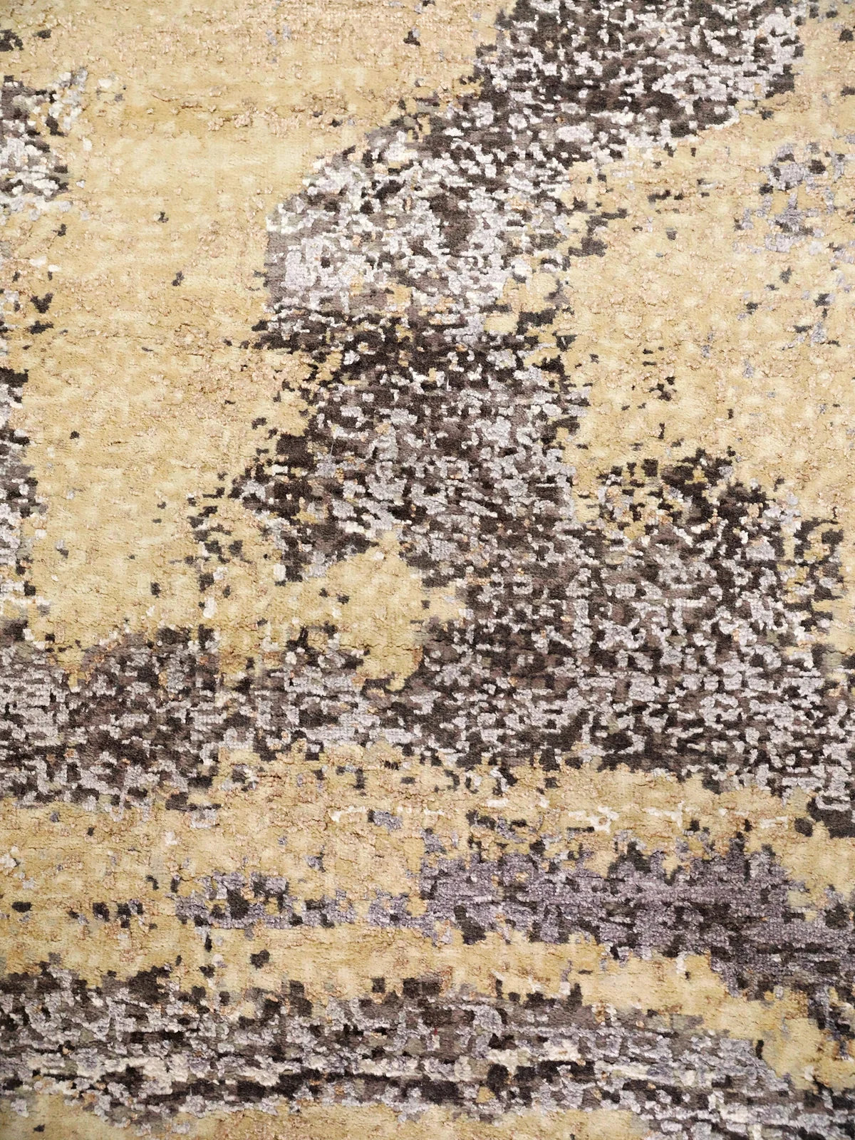 Abstract Lines Wool-Viscose Beige Fringe Rug