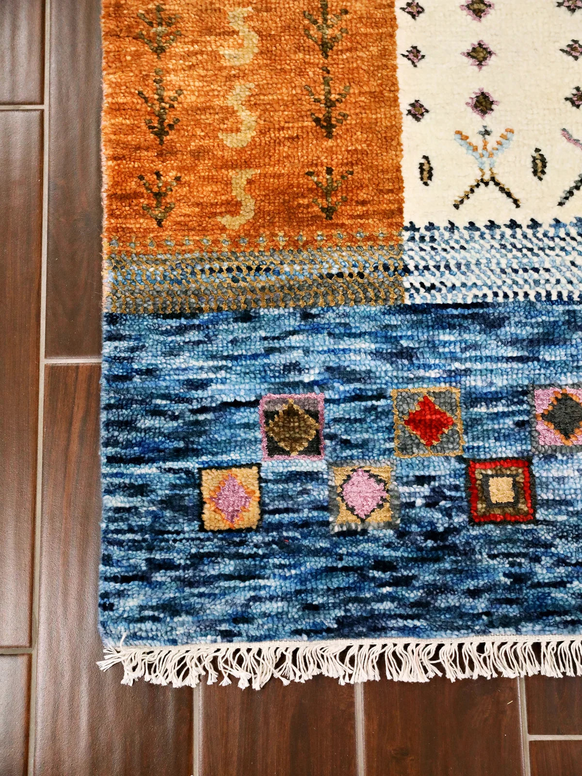 Intricate Oushak Wool Rug with Cultural Patterns