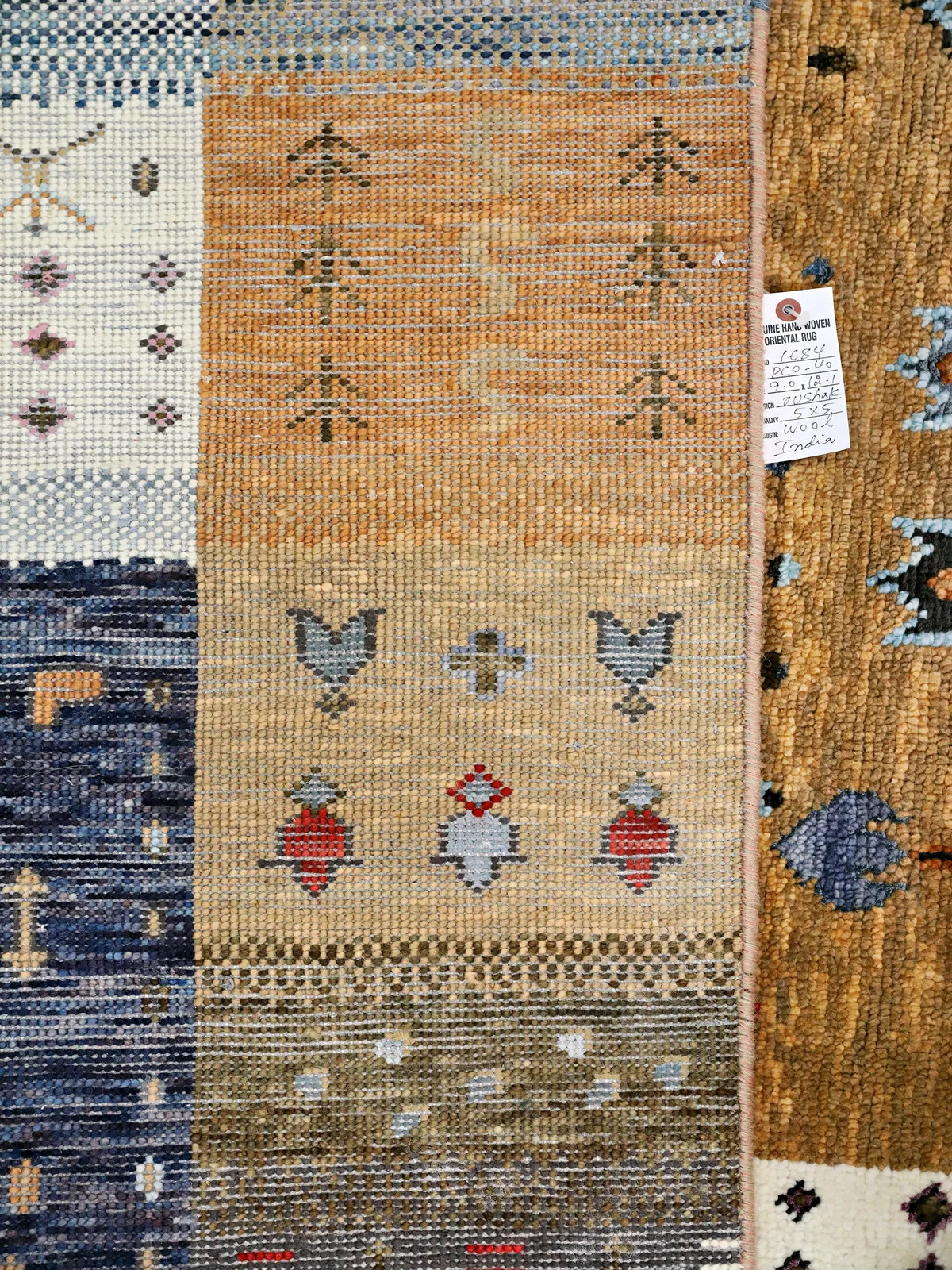 Intricate Oushak Wool Rug with Cultural Patterns