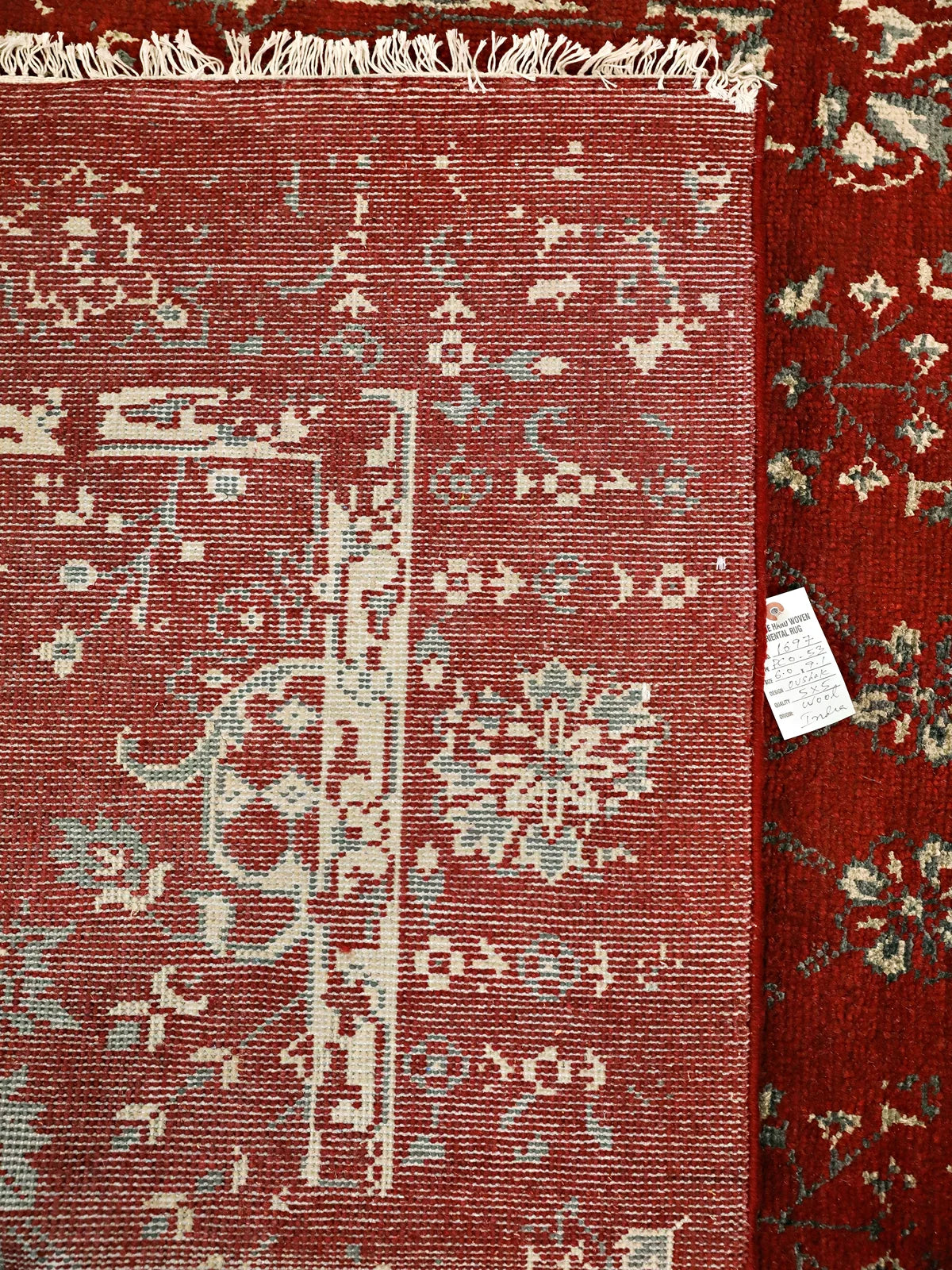 Ornate Ruby Medallion Oushak Runner with Cream Border
