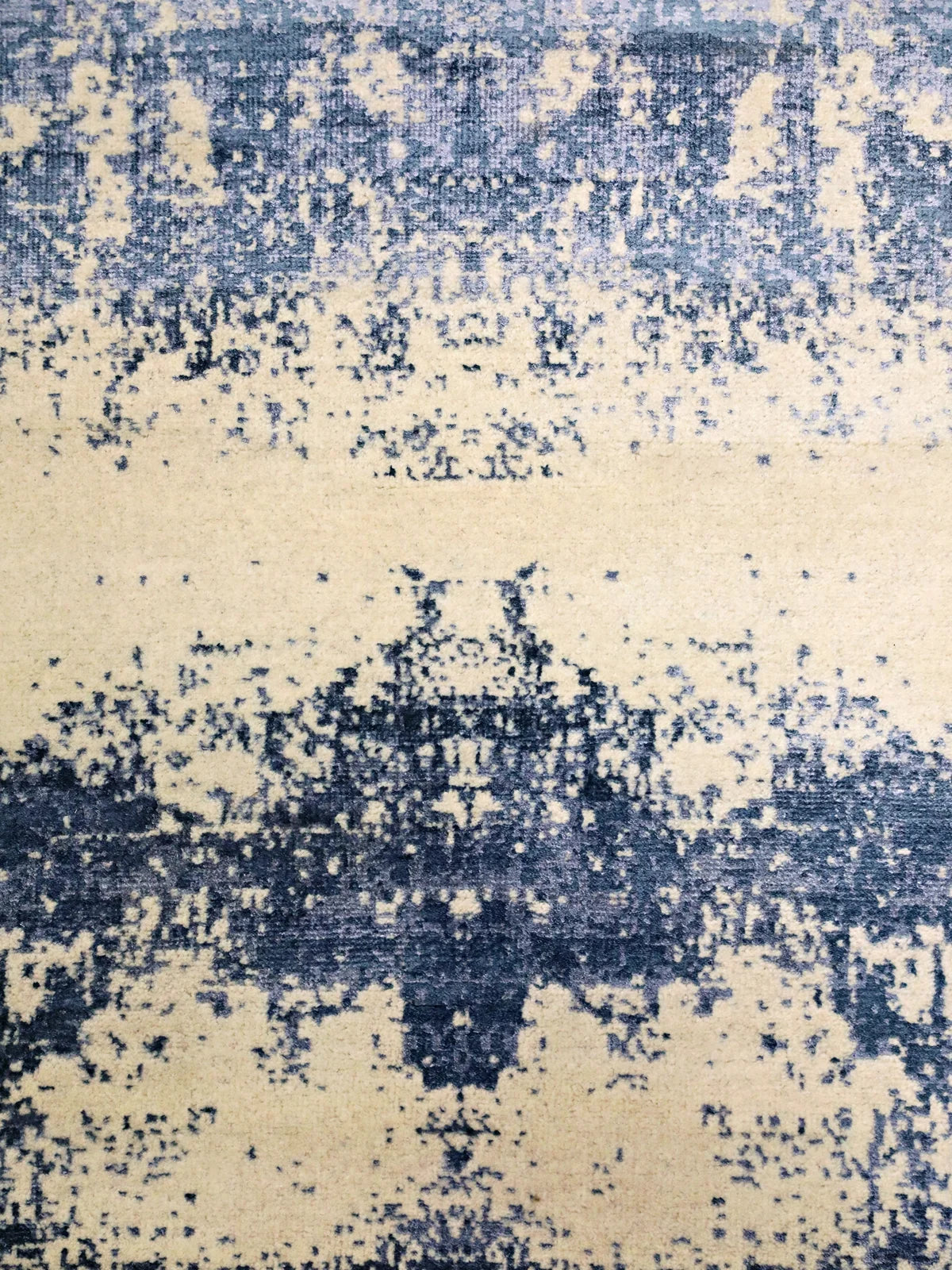 Serene Watercolor Muted Blue & Beige Wool-Viscose Runner