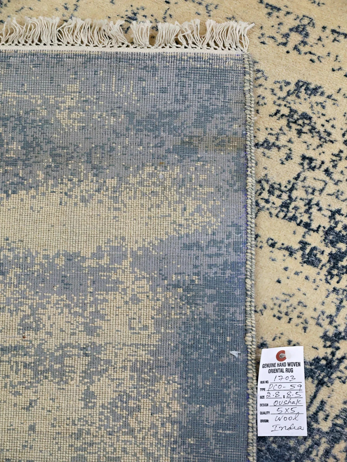 Serene Watercolor Muted Blue & Beige Wool-Viscose Runner