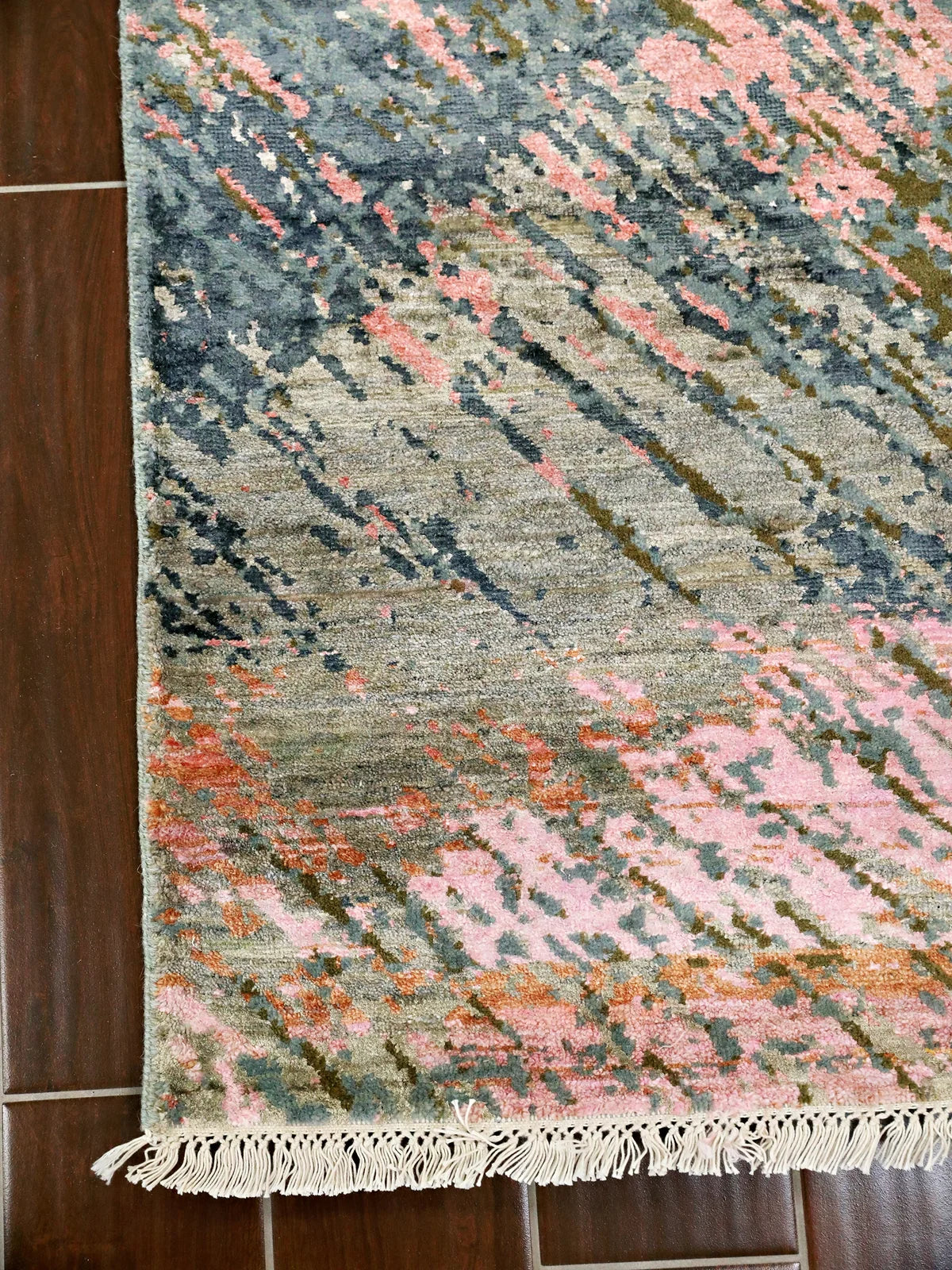 Tranquil Tones Wool-Viscose Abstract Oushak Runner