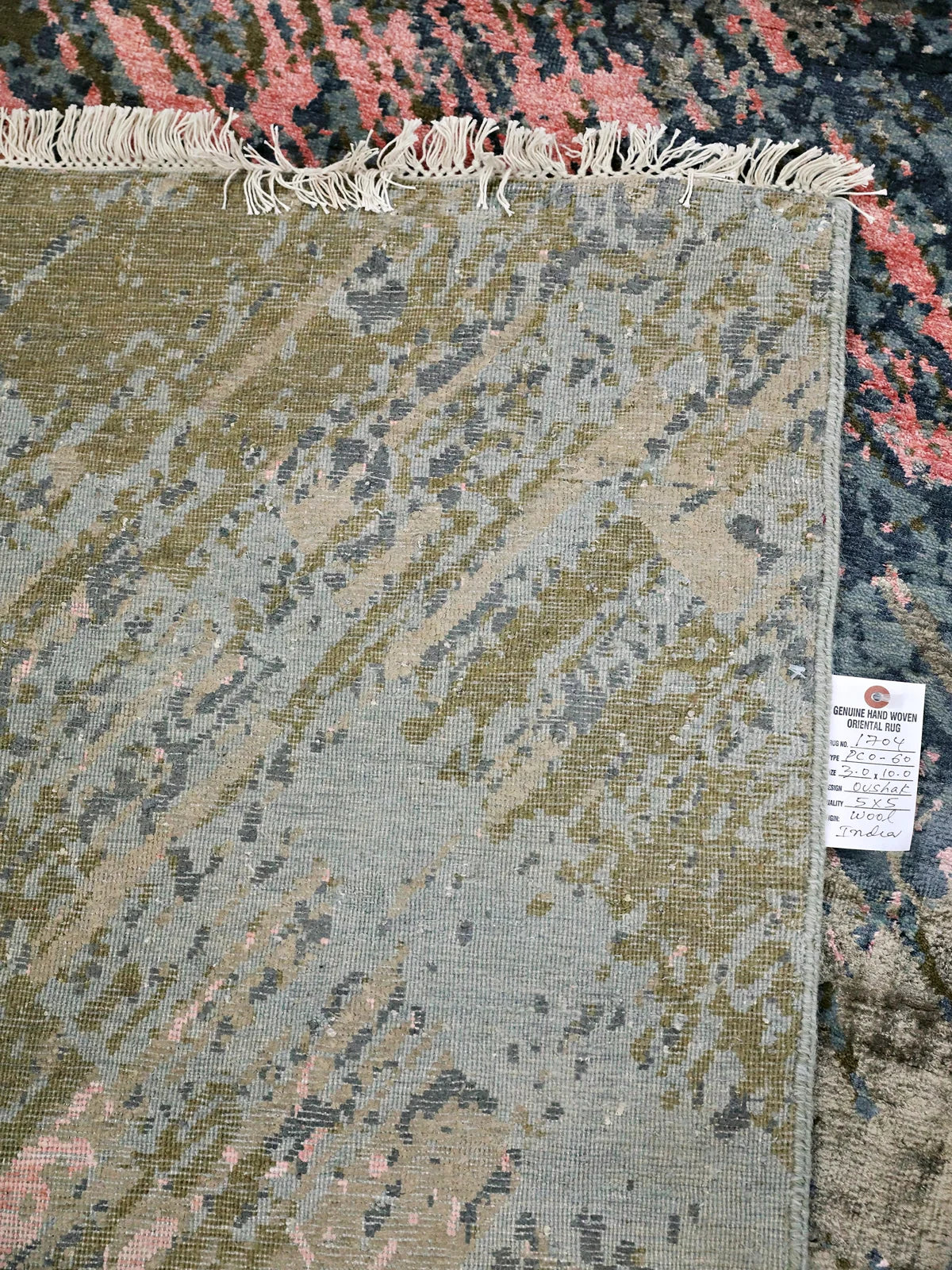 Tranquil Tones Wool-Viscose Abstract Oushak Runner