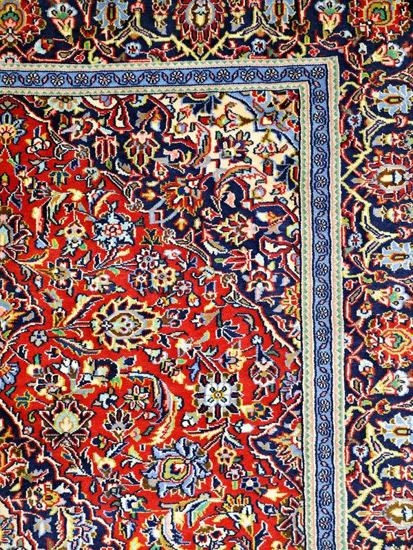 Ruby Elegance Diamond Floral Kashan Wool Rug