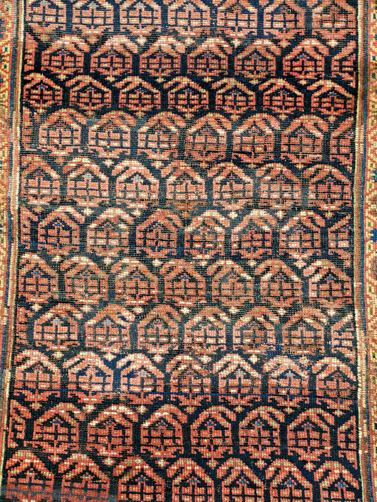 Antique Geometric Elegance Dark Red Persian Runner. – Rug Weavers