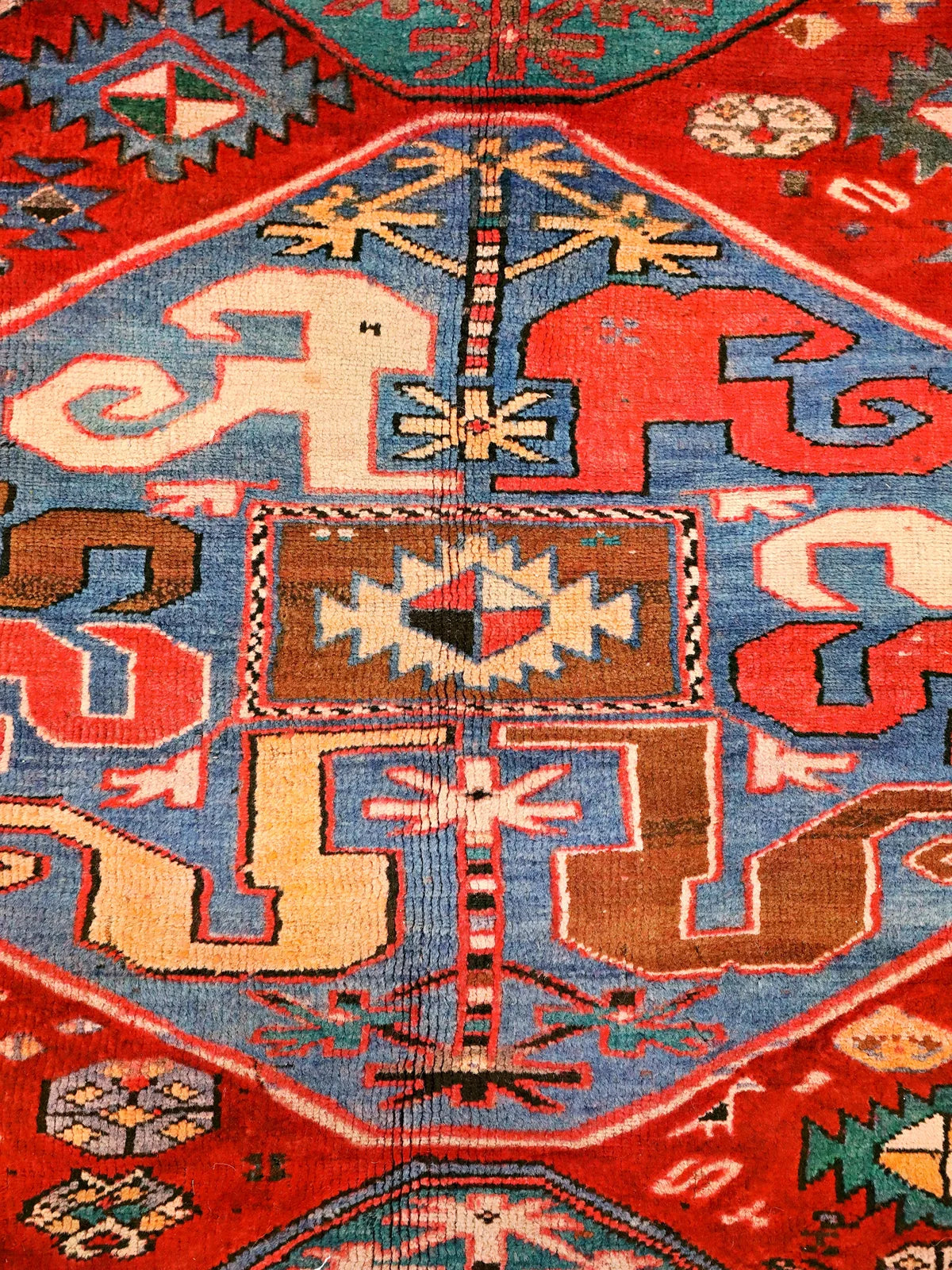 Royal Odyssey 4x8-Intricate Red & Blue Fine Wool Runner