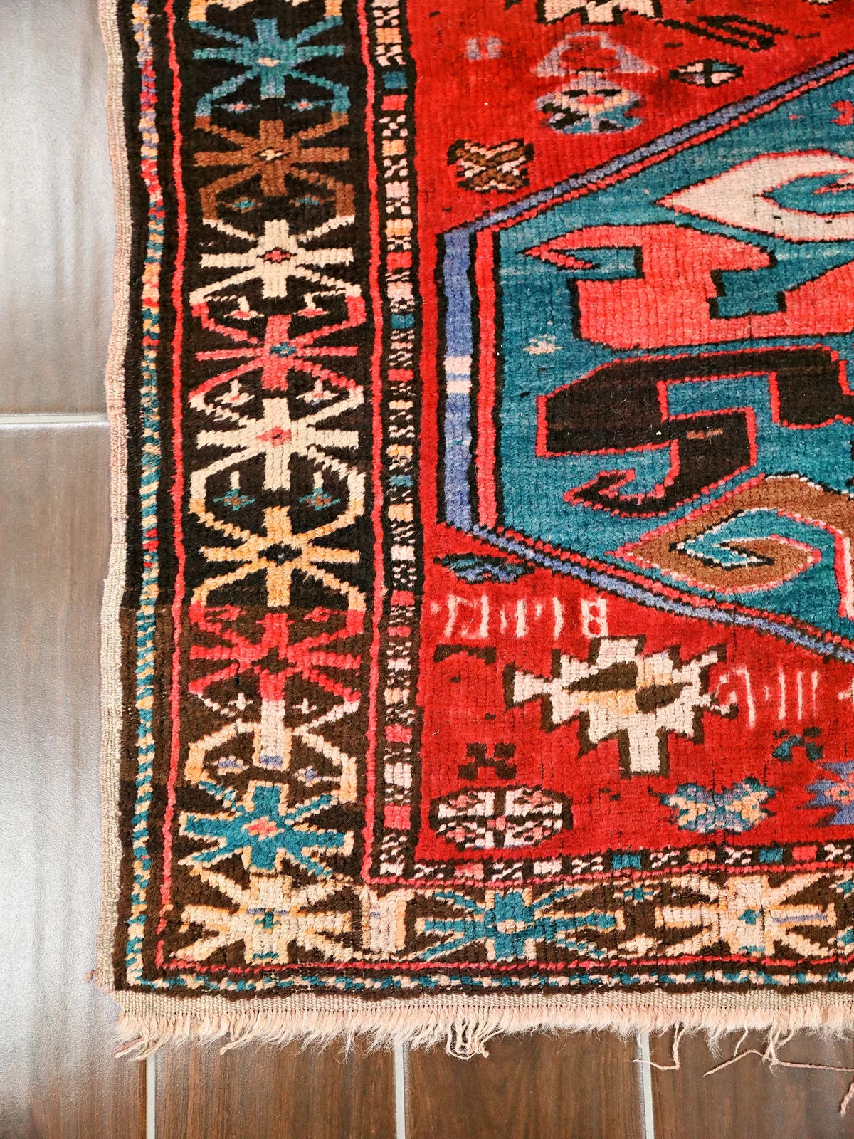 Royal Odyssey 4x8-Intricate Red & Blue Fine Wool Runner