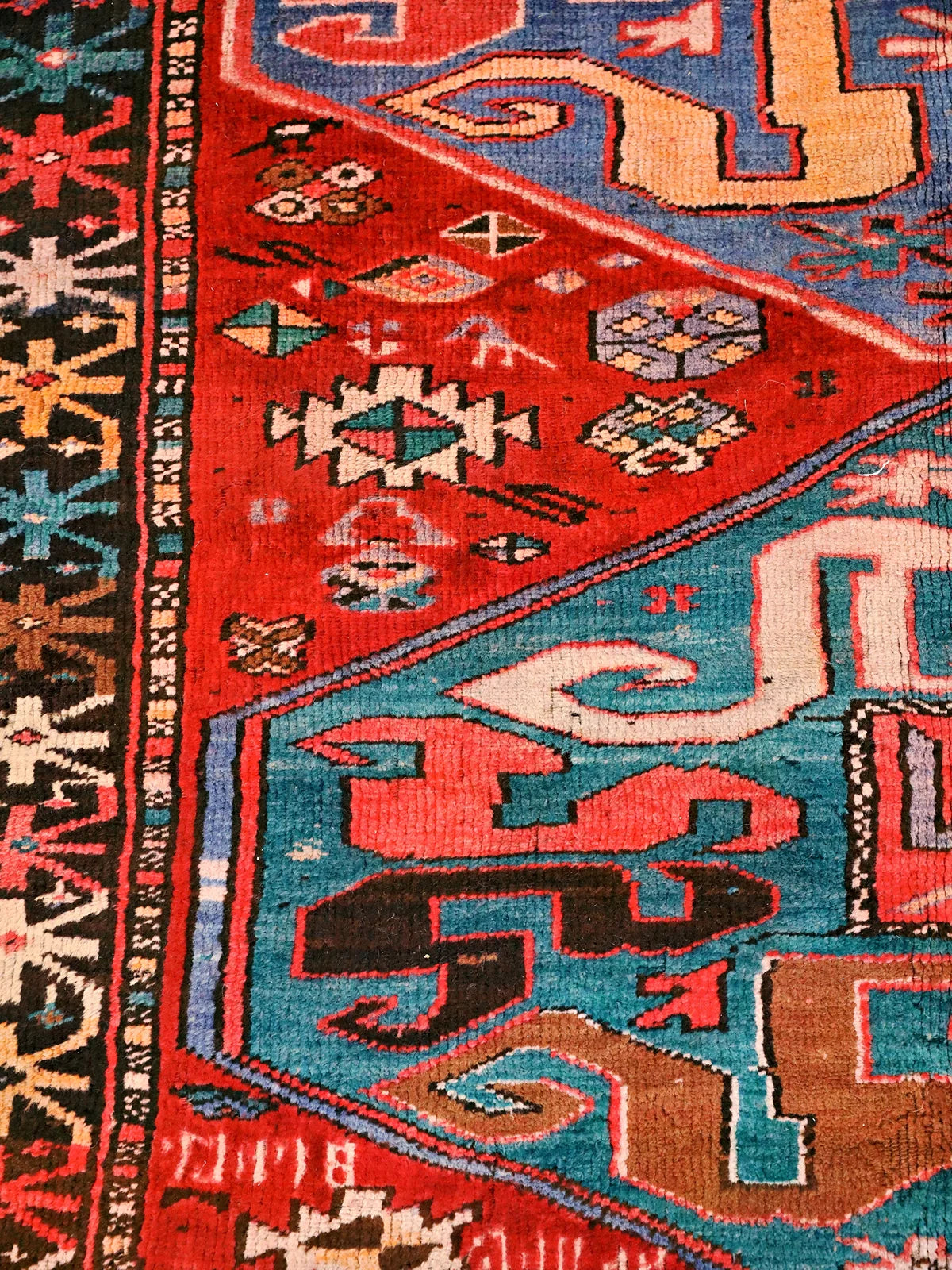Royal Odyssey 4x8-Intricate Red & Blue Fine Wool Runner