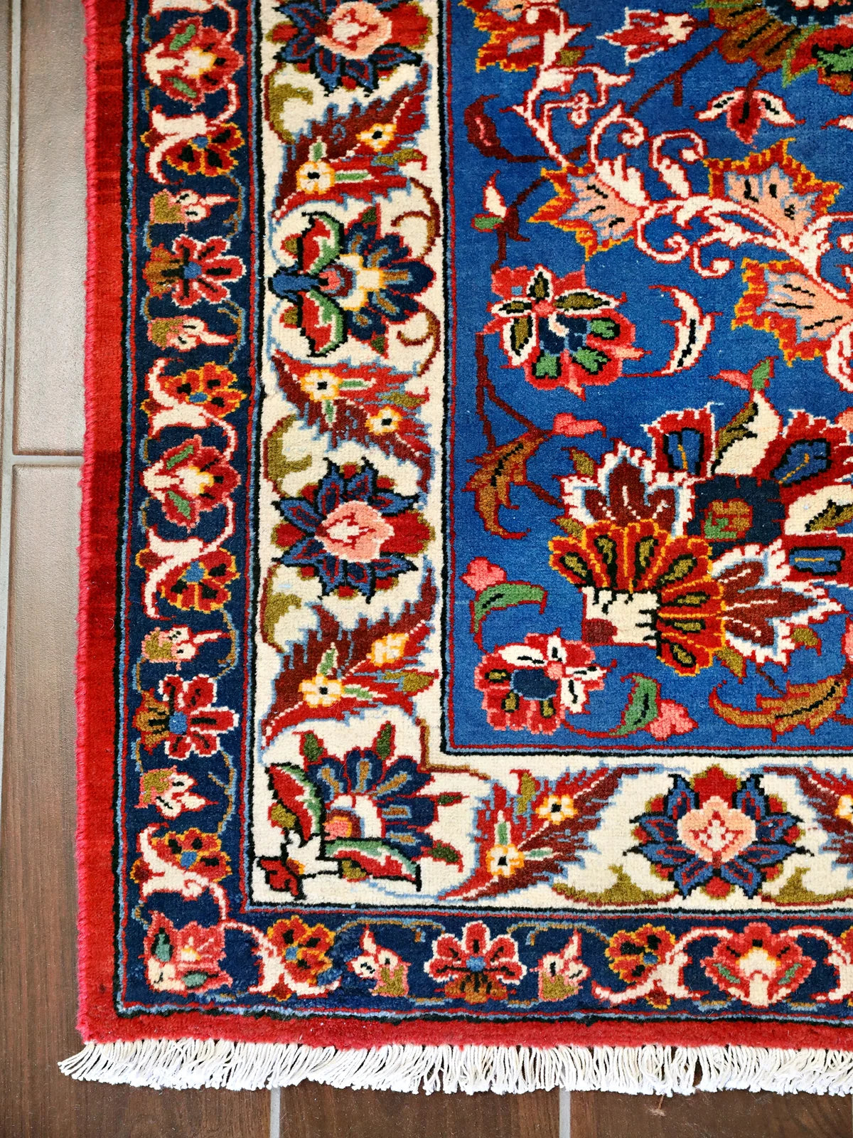 Vine Blossom Crimson and Blue Isfahan Persian Design