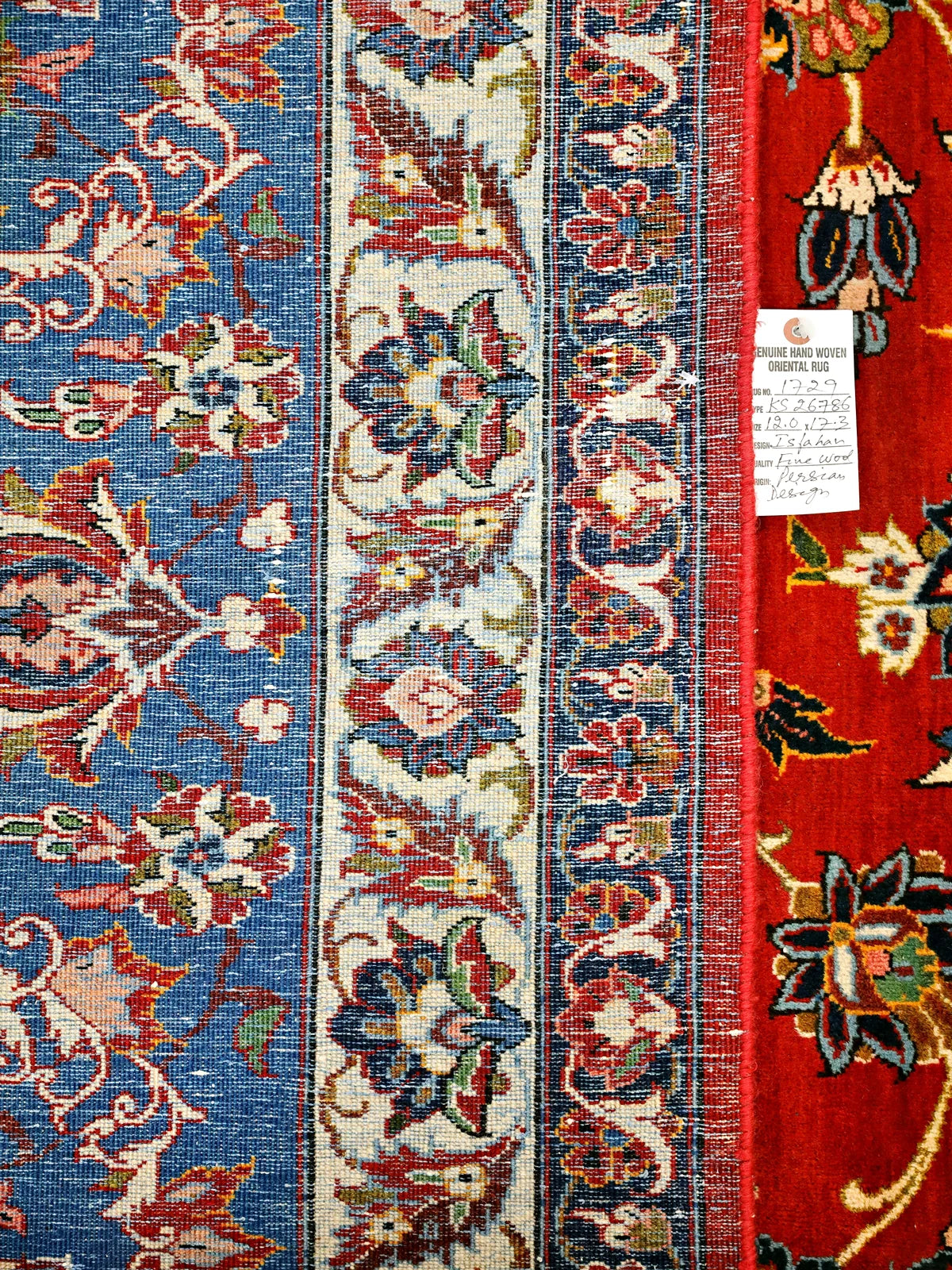 Vine Blossom Crimson and Blue Isfahan Persian Design
