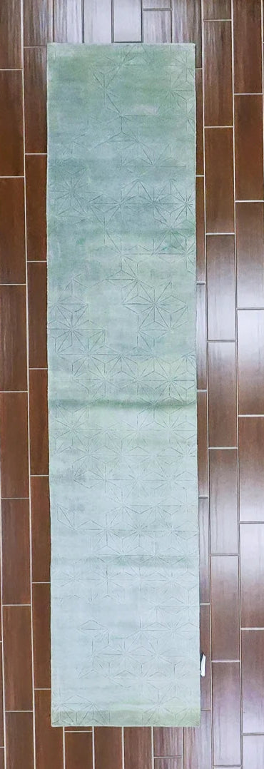 Handwoven Aqua Nebula Nepali Wool Runner 2.6x12.10