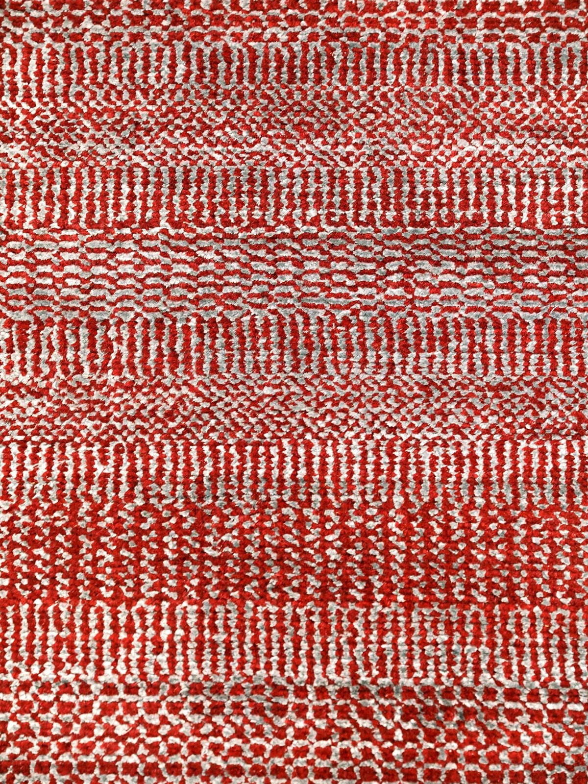 Hand-Woven Modern Wool Rug – 2.11 x 12.0 ft – Red & Ivory