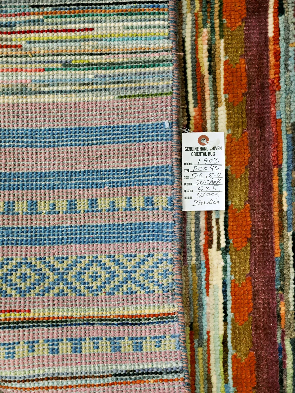 Hand-Woven Vibrant Stripes Wool Modern Rug in Multi-Color, Fringed Edge