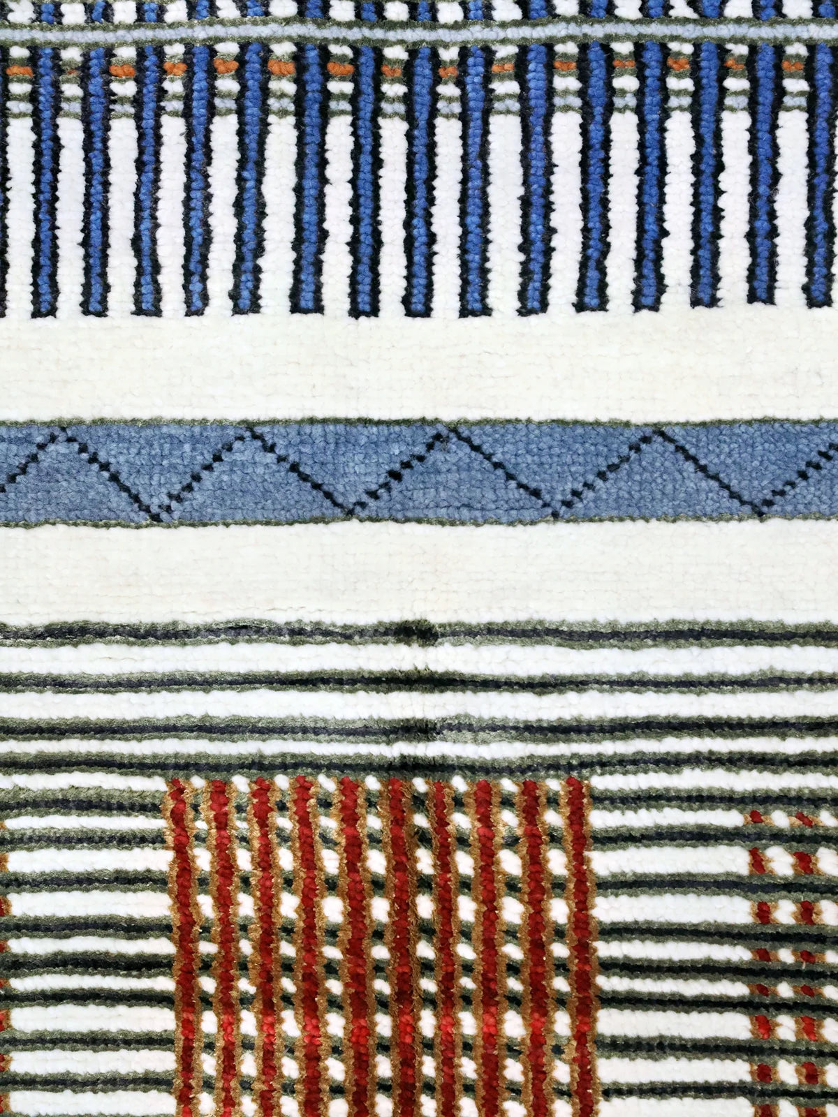 Geometric Wool with Fringe Modern Design Rug